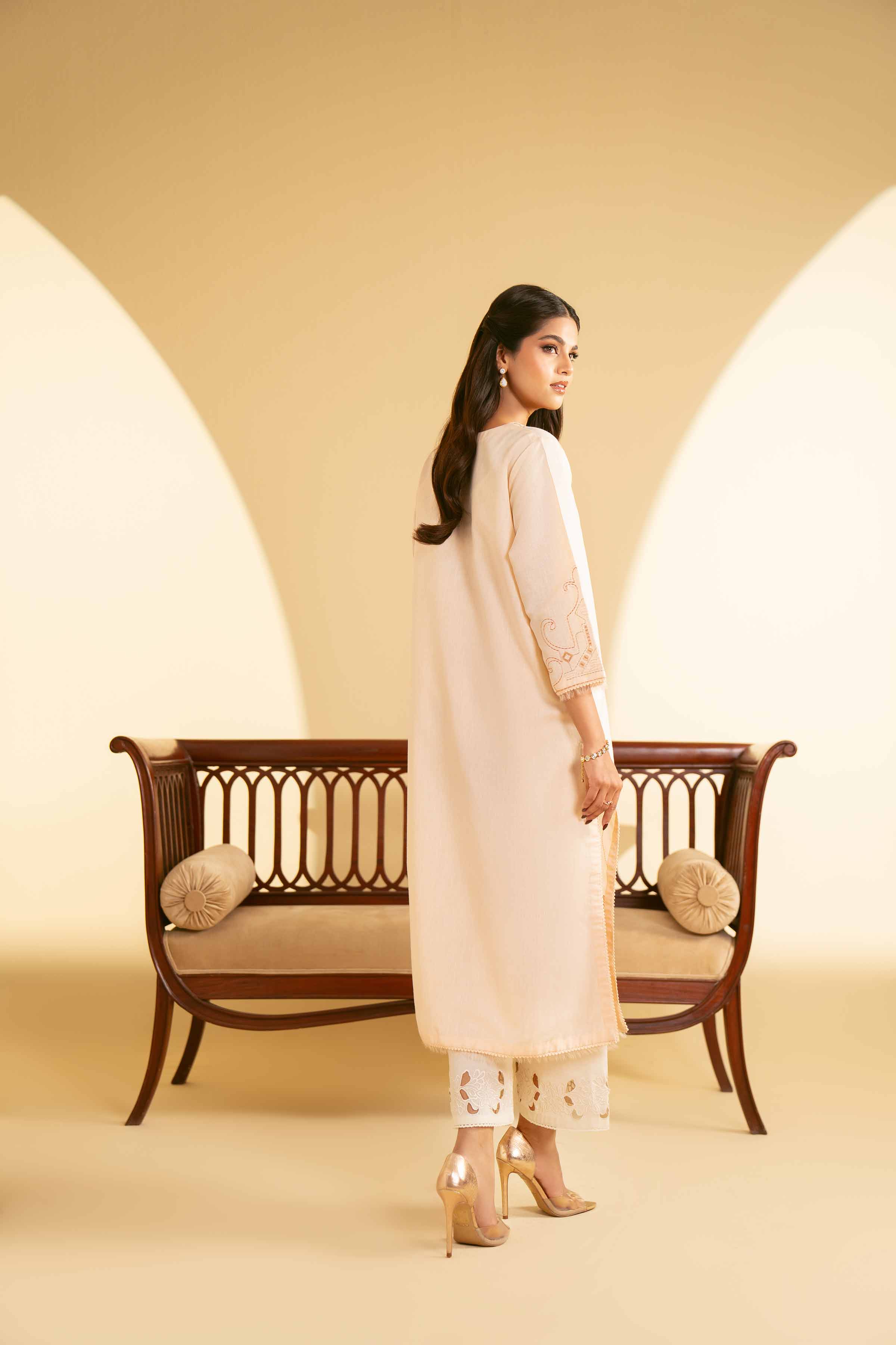 NishatUAE - Peach Embroidered Ready To Wear Shirt