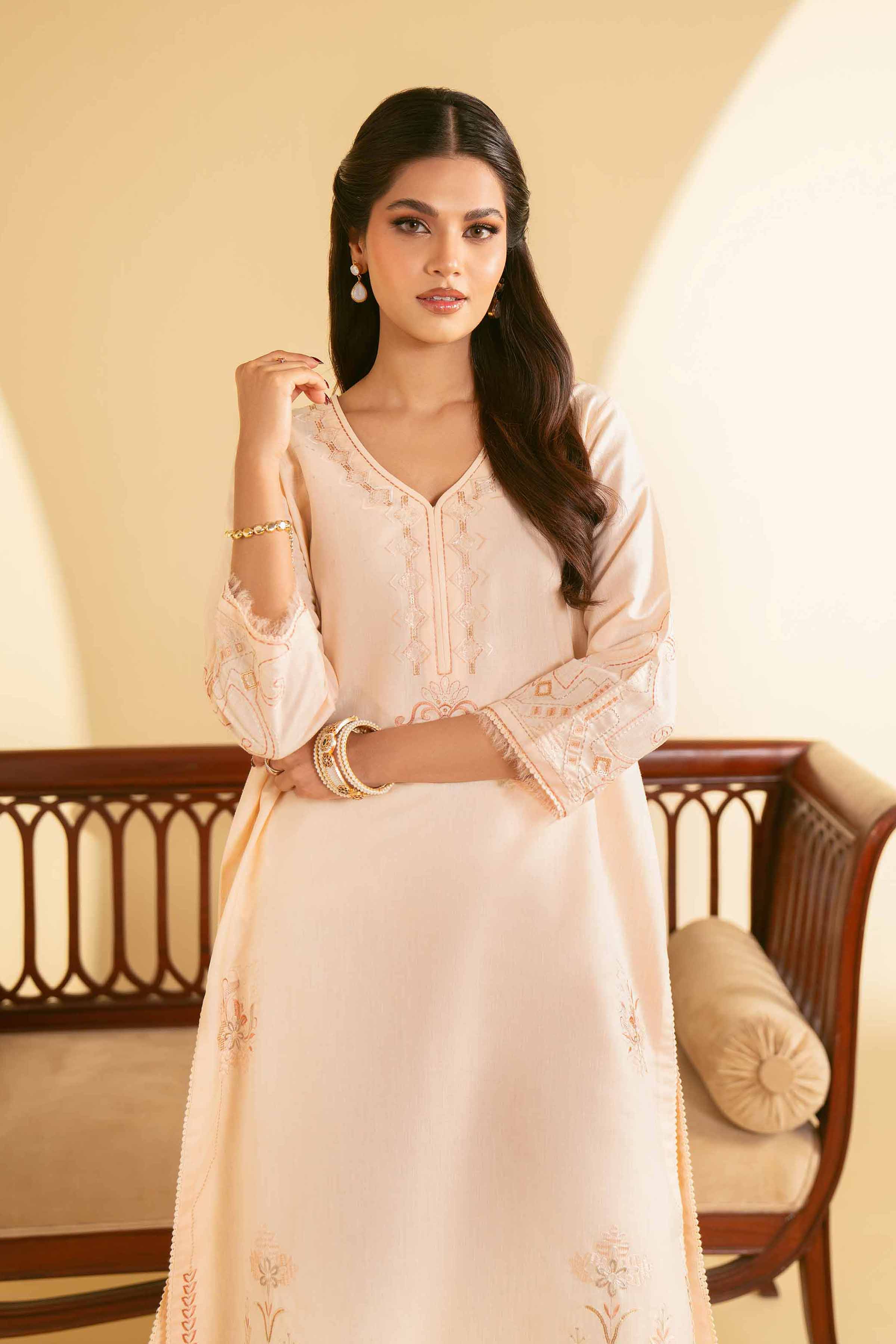 NishatUAE - Peach Embroidered Ready To Wear Shirt