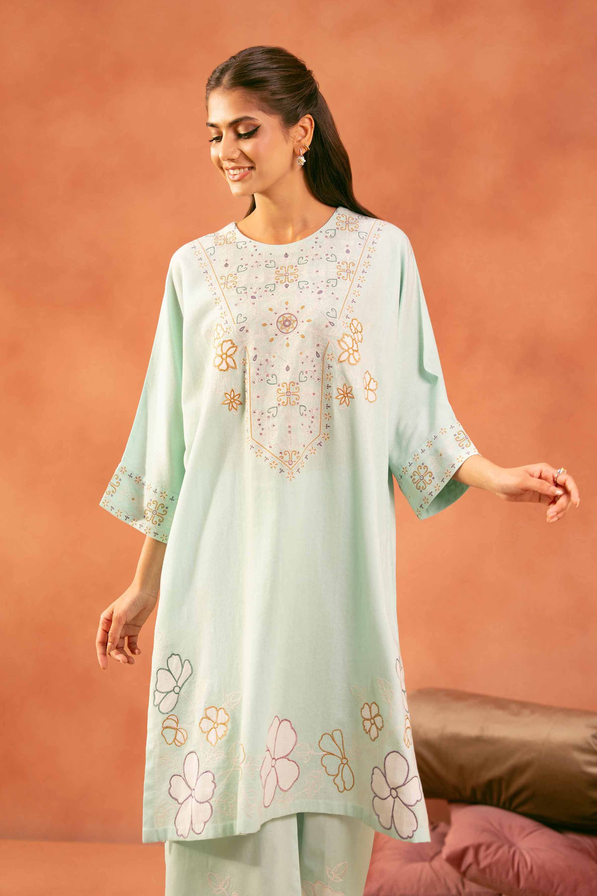 NishatUAE - Ferozi Embroidered 2-piece Ready To Wear Dress