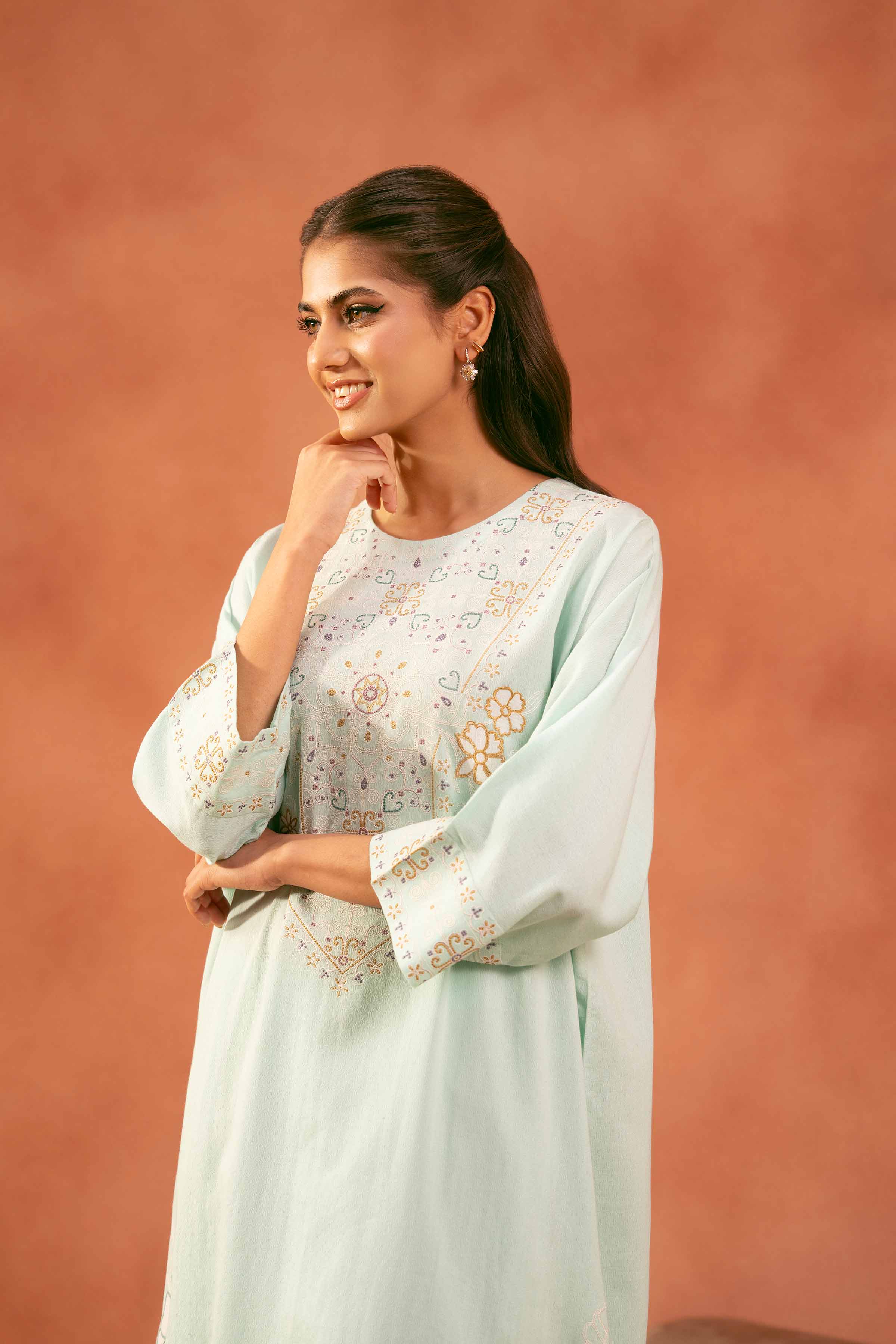 NishatUAE - Ferozi Embroidered 2-piece Ready To Wear Dress