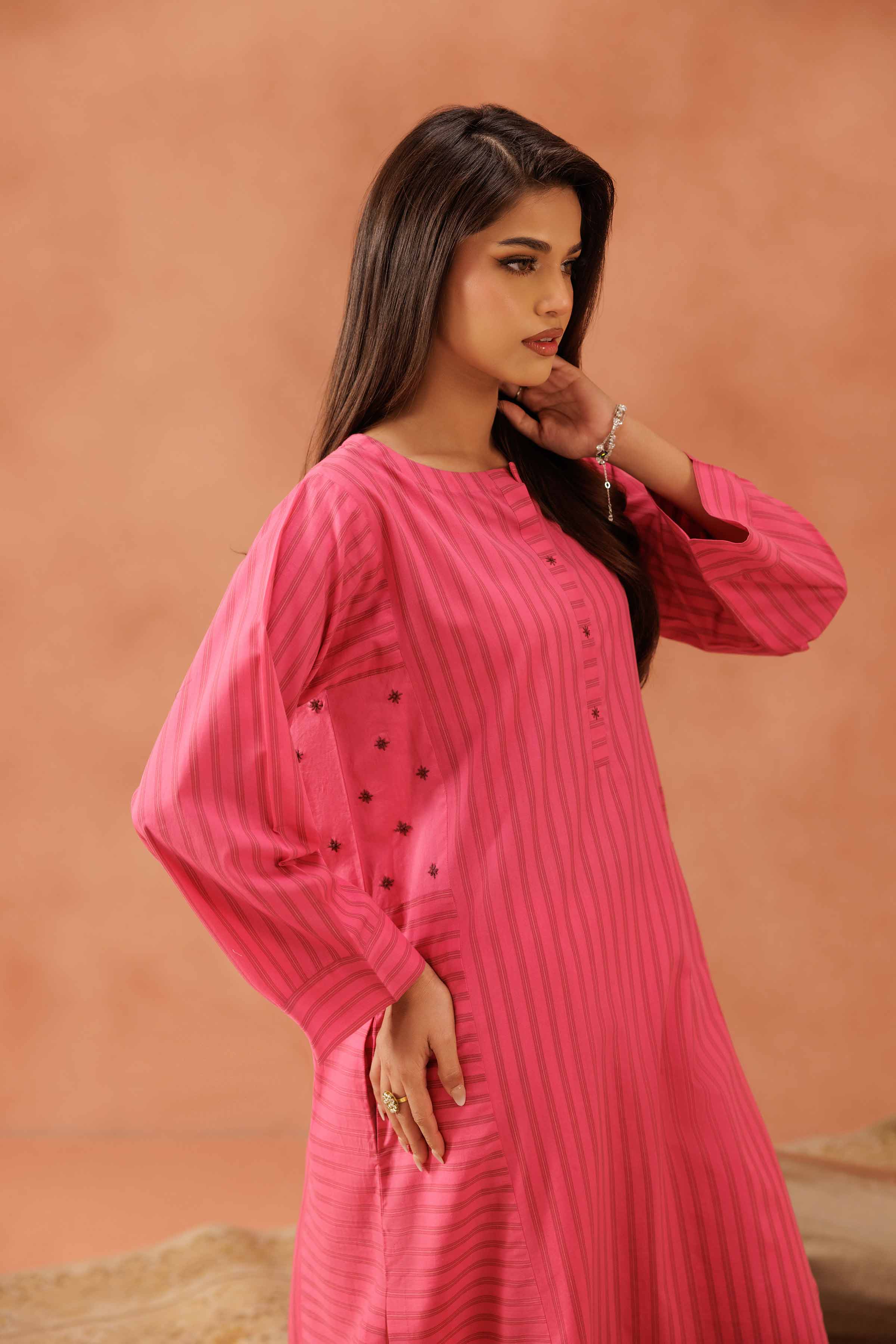 NishatUAE - Pink Solid 2-piece Ready To Wear Dress