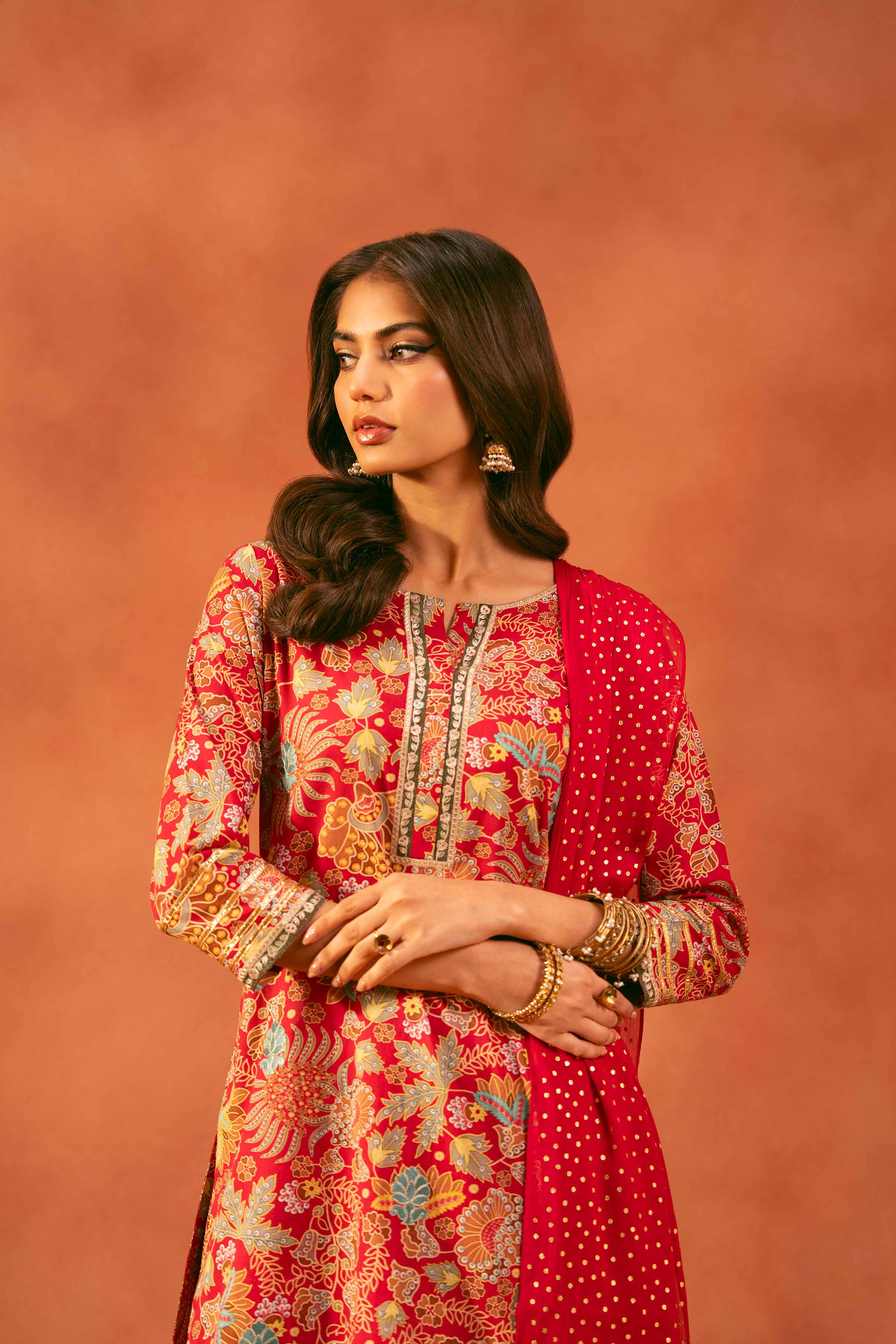 3 Piece - Printed Embroidered Suit - KFE25-166