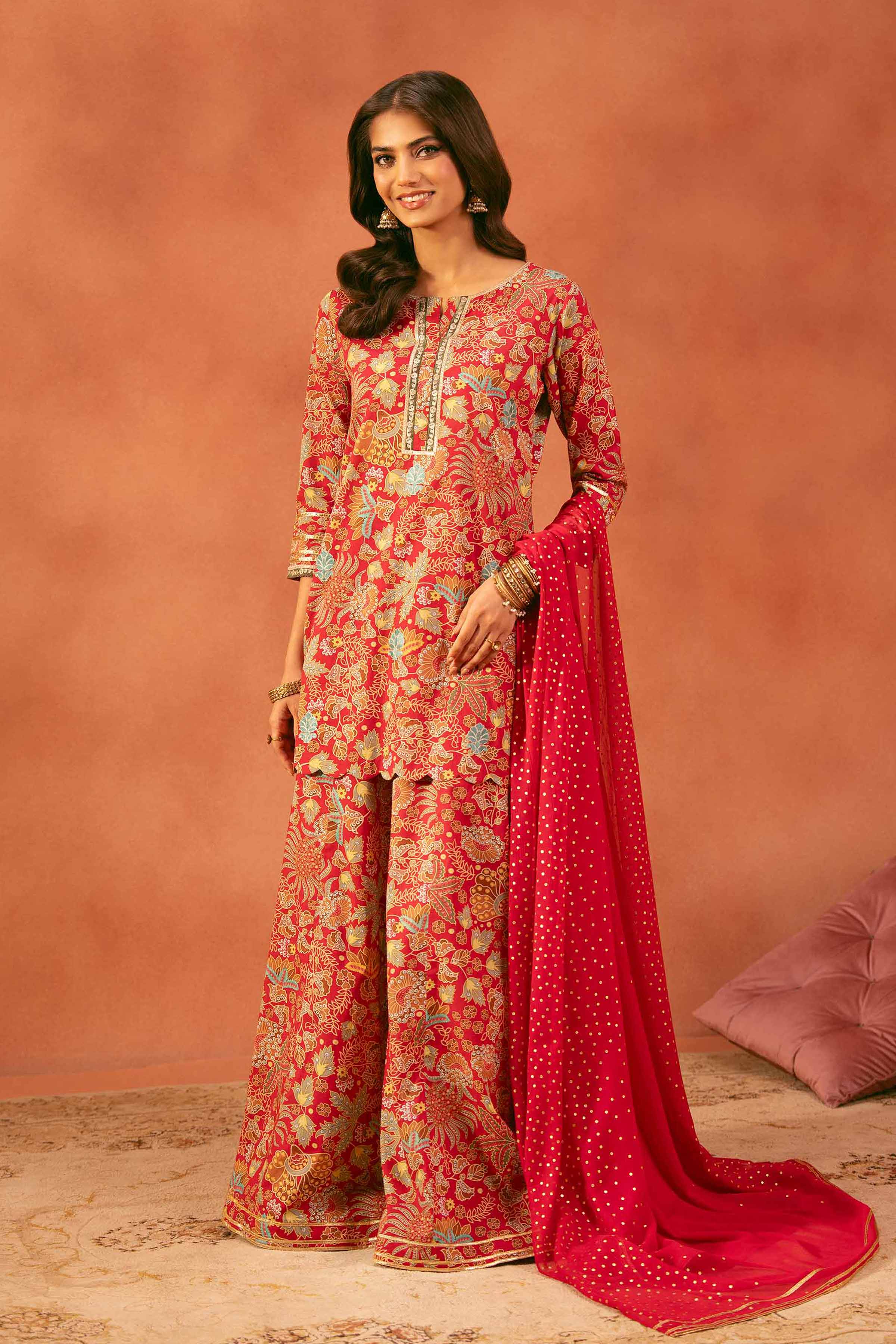 3 Piece - Printed Embroidered Suit - KFE25-166