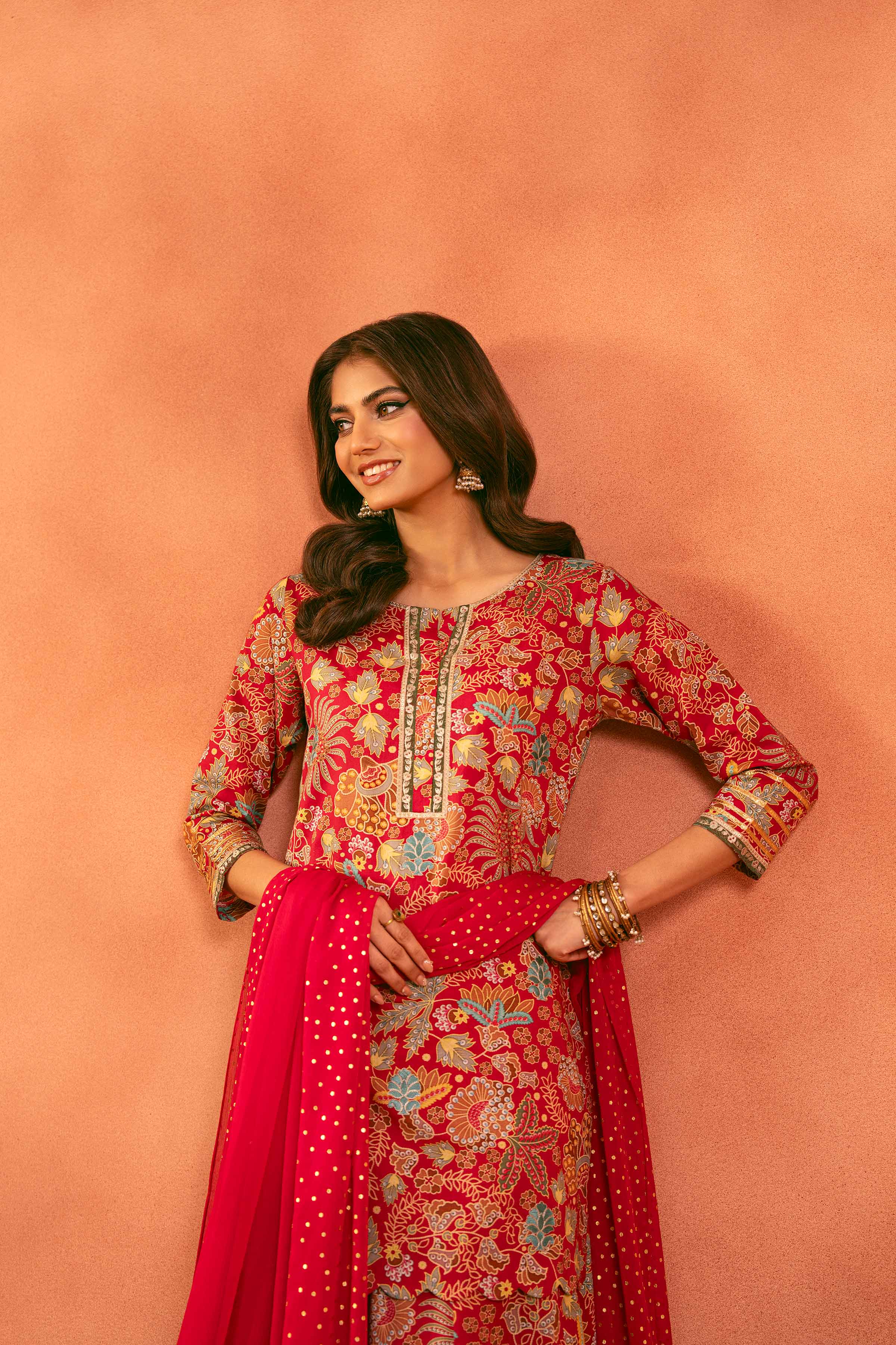 3 Piece - Printed Embroidered Suit - KFE25-166
