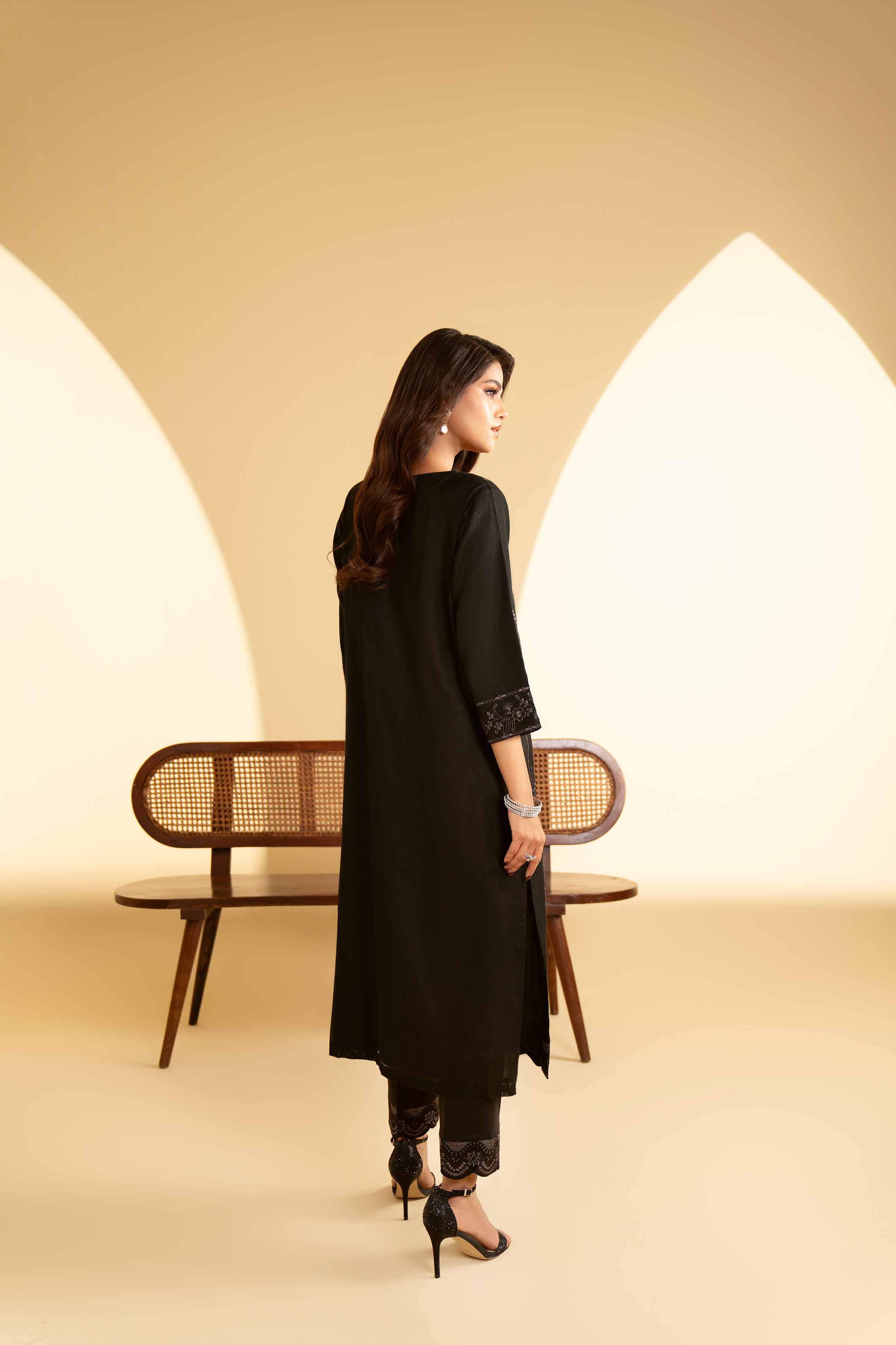 NishatUAE - Black Embroidered 2-piece Ready To Wear Dress