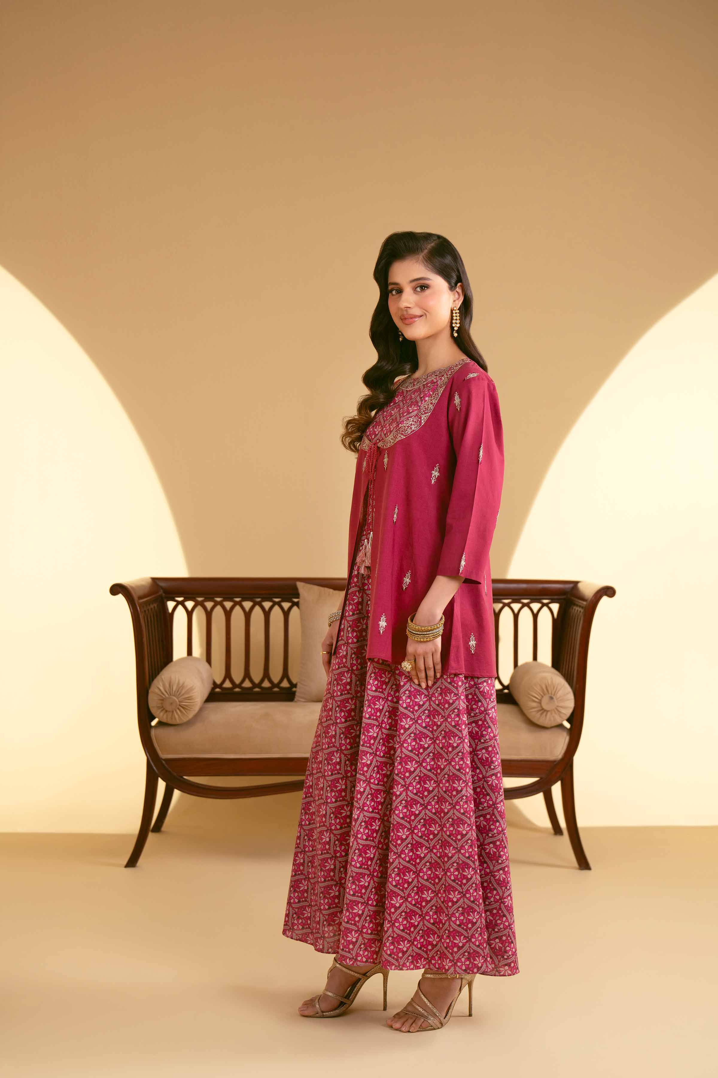NishatUAE - Maroon Embroidered 2-piece Ready To Wear Dress