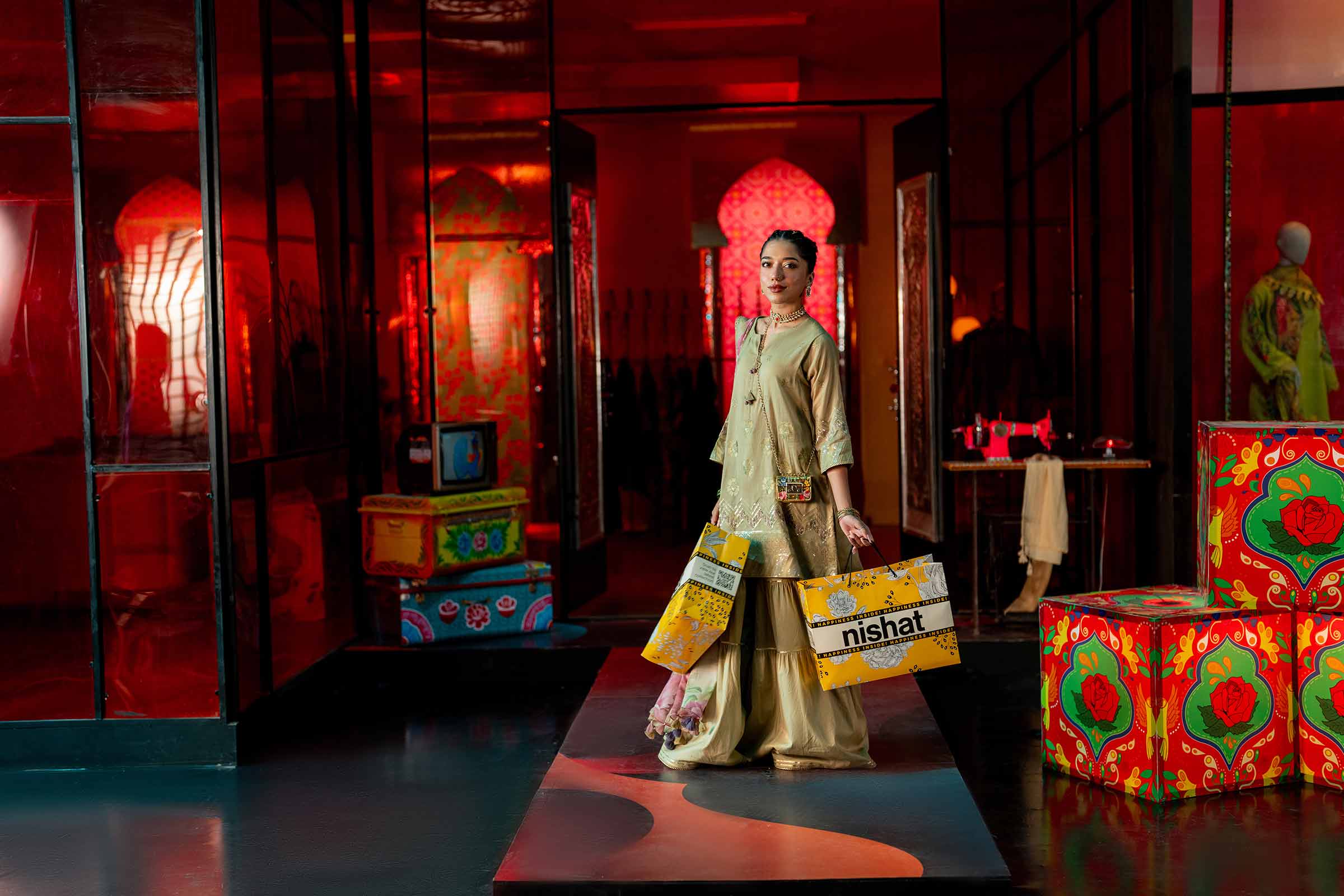 3 Piece - Printed Embroidered Suit - KFE25-55