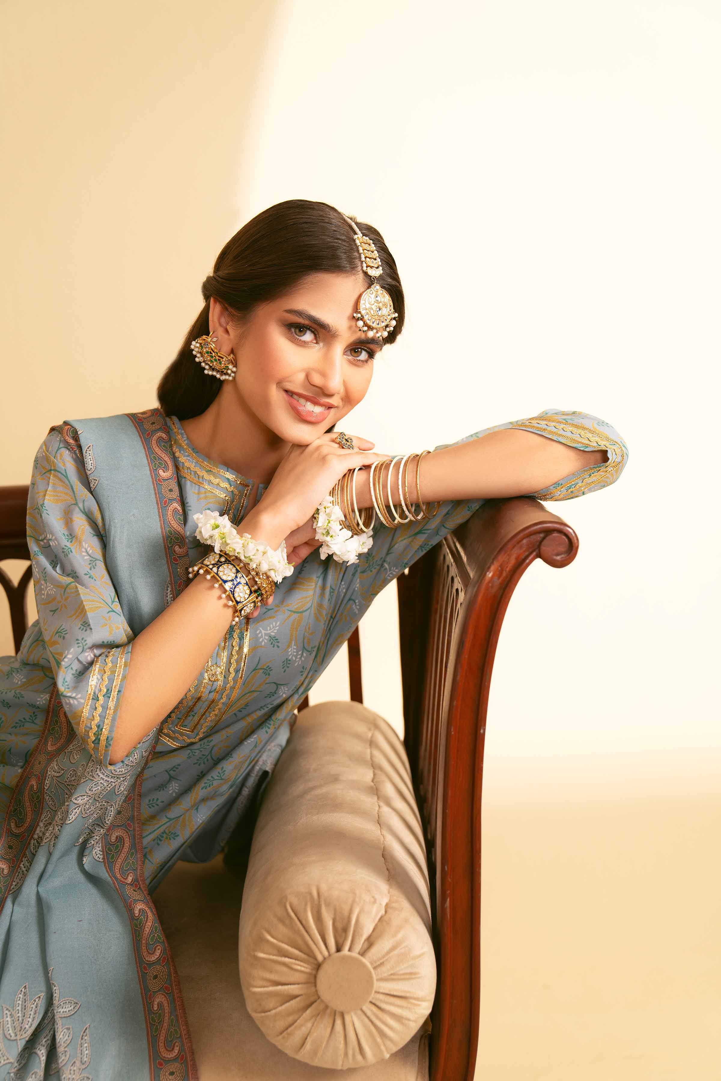 3 Piece - Printed Embroidered Suit - KFE25-78
