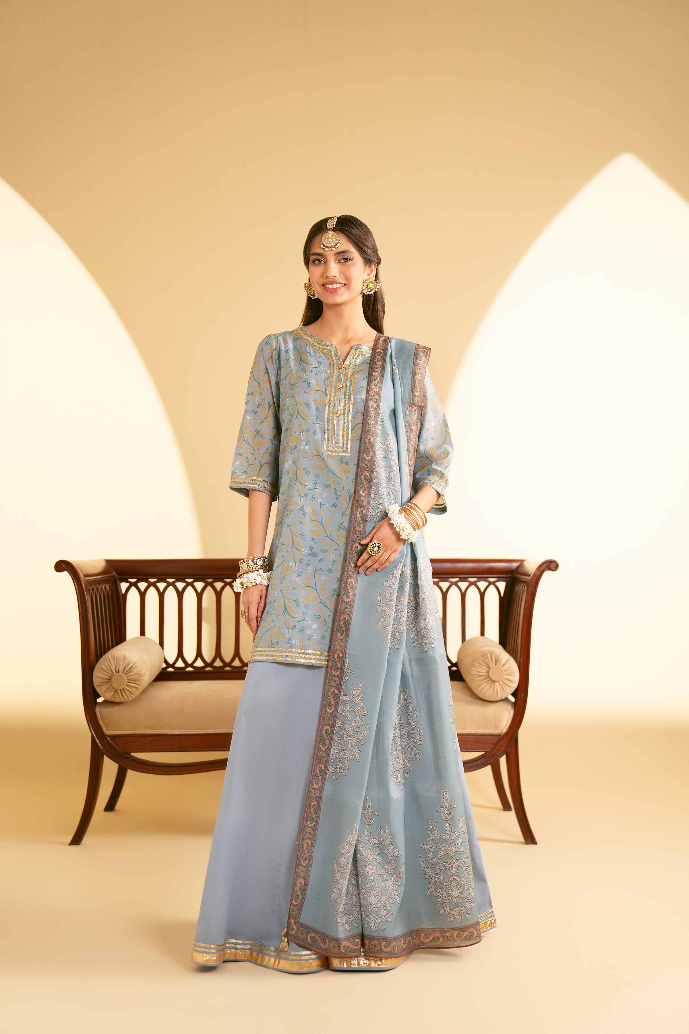 3 Piece - Printed Embroidered Suit - KFE25-78
