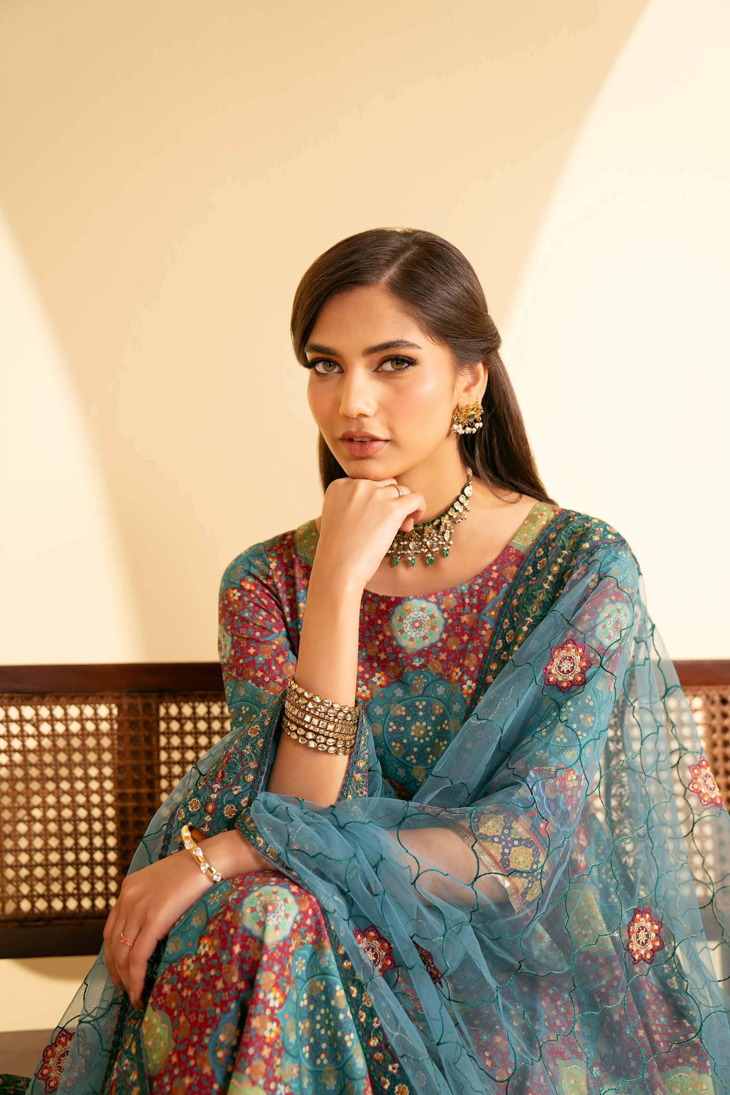 2 Piece - Printed Embroidered Suit - KFE25-84