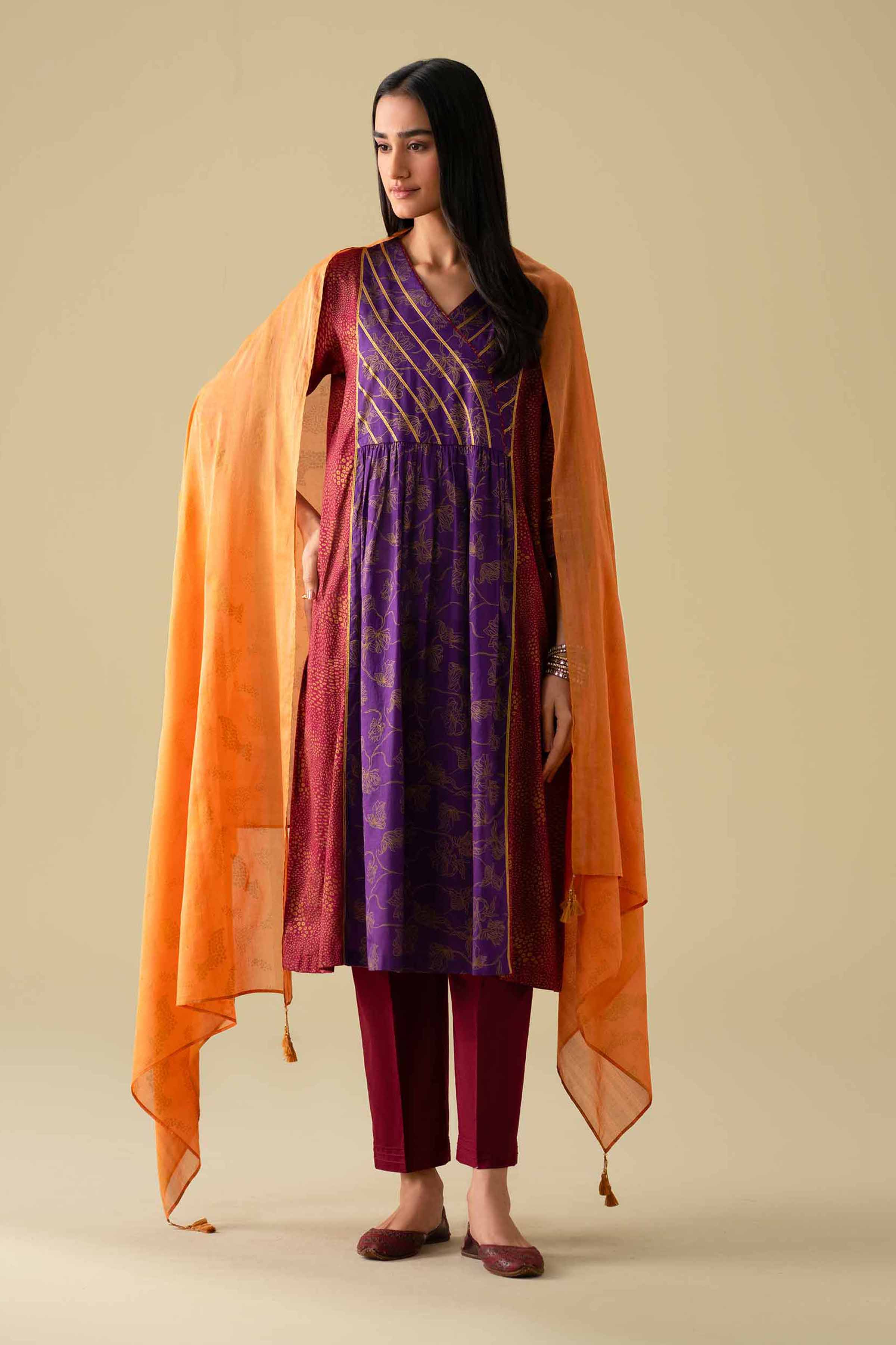 3 Piece - Printed Suit - KFE26-114 Purple Lawn 3PC Printed