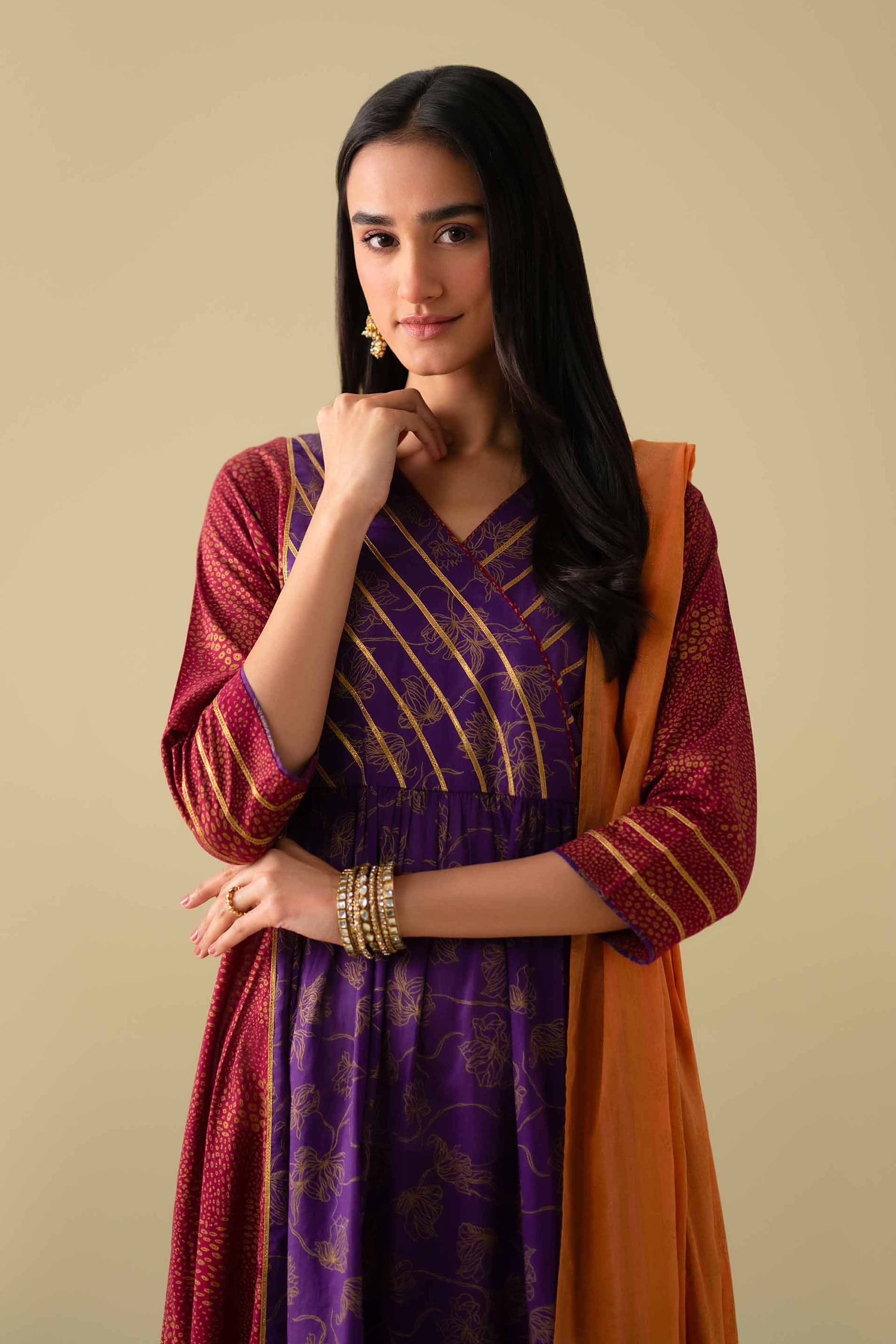 3 Piece - Printed Suit - KFE26-114 Purple Lawn 3PC Printed