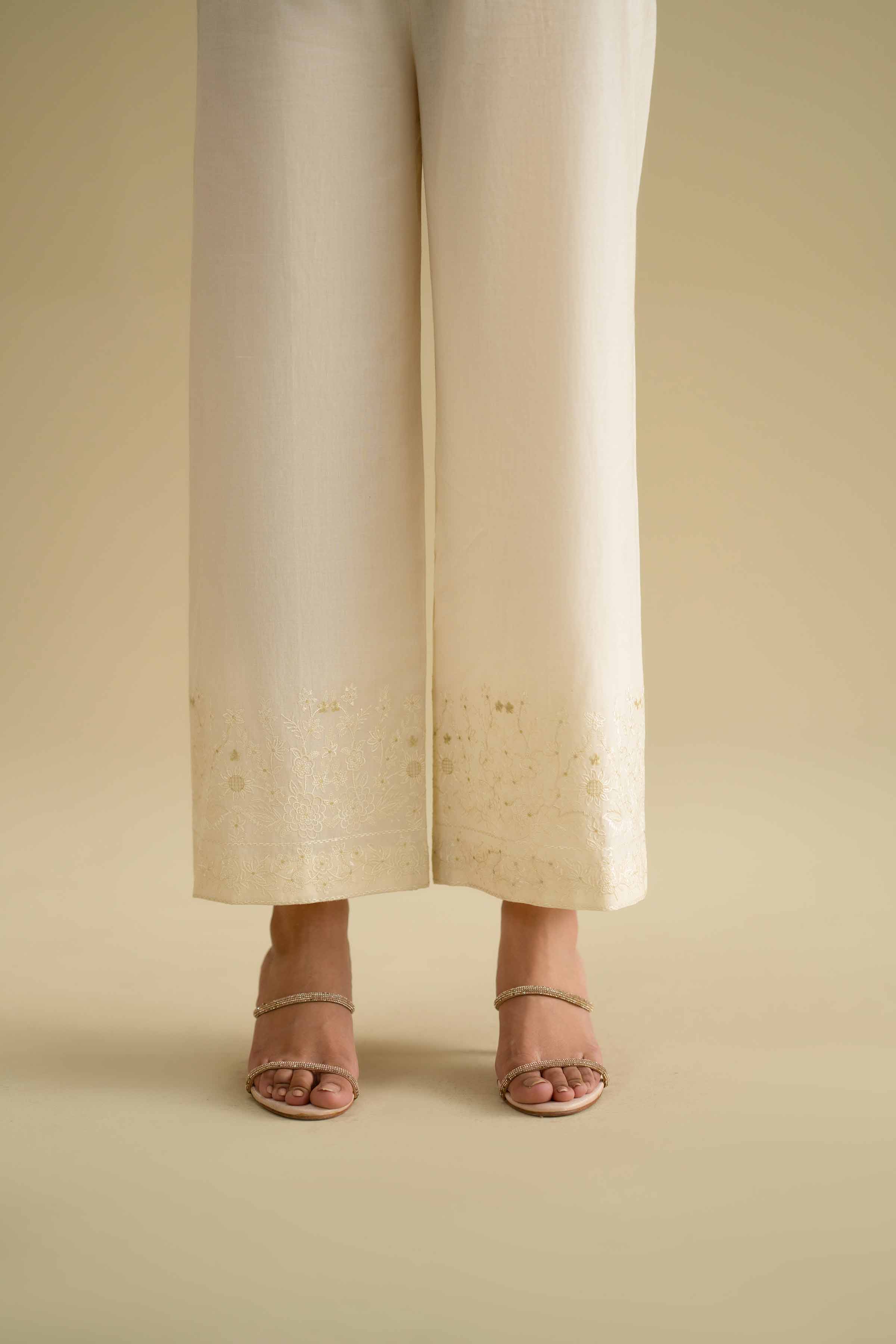 Embroidered Culottes - KFE26-126 White Khaddar 1PC Embroidered LUXURY