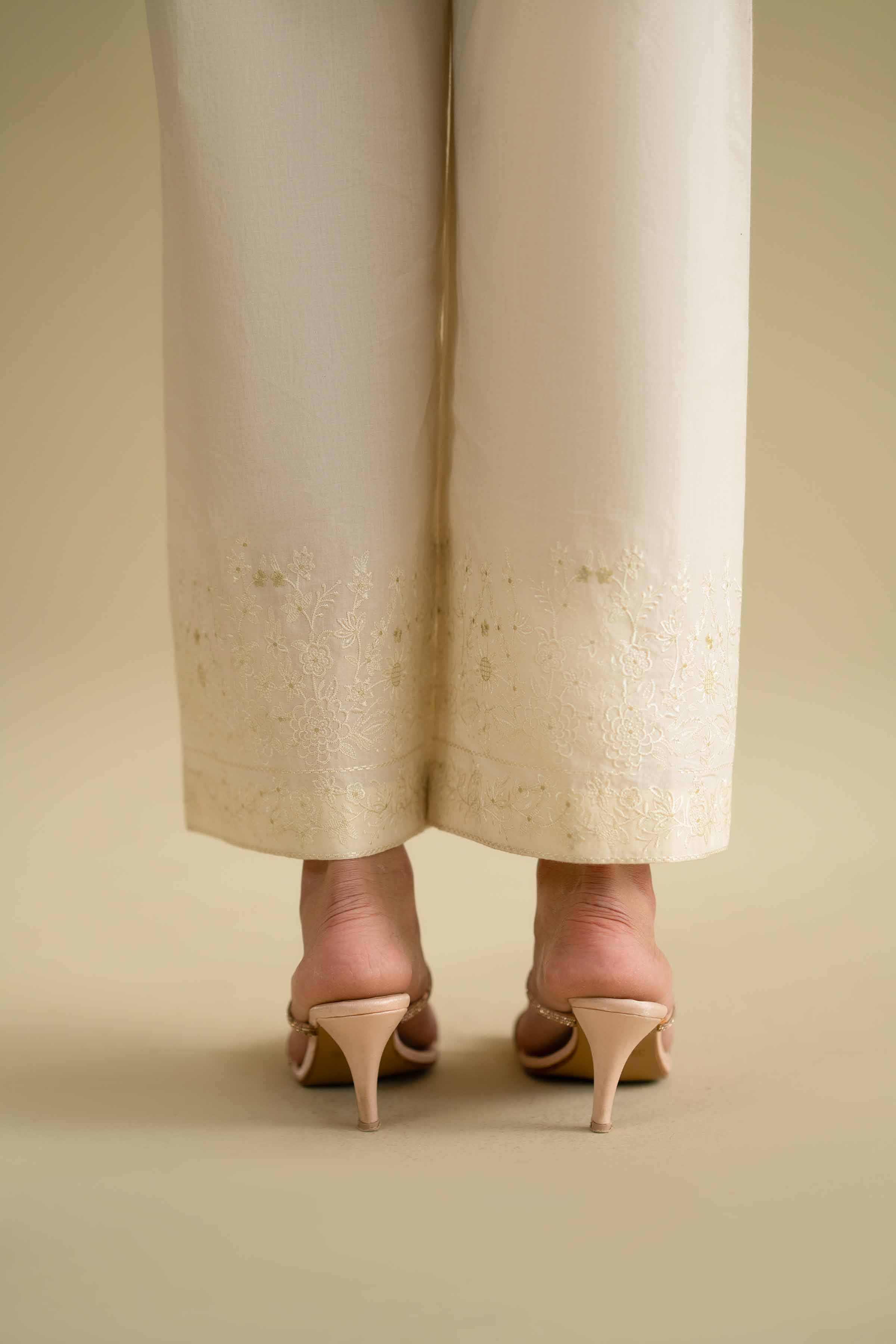 Embroidered Culottes - KFE26-126 White Khaddar 1PC Embroidered LUXURY