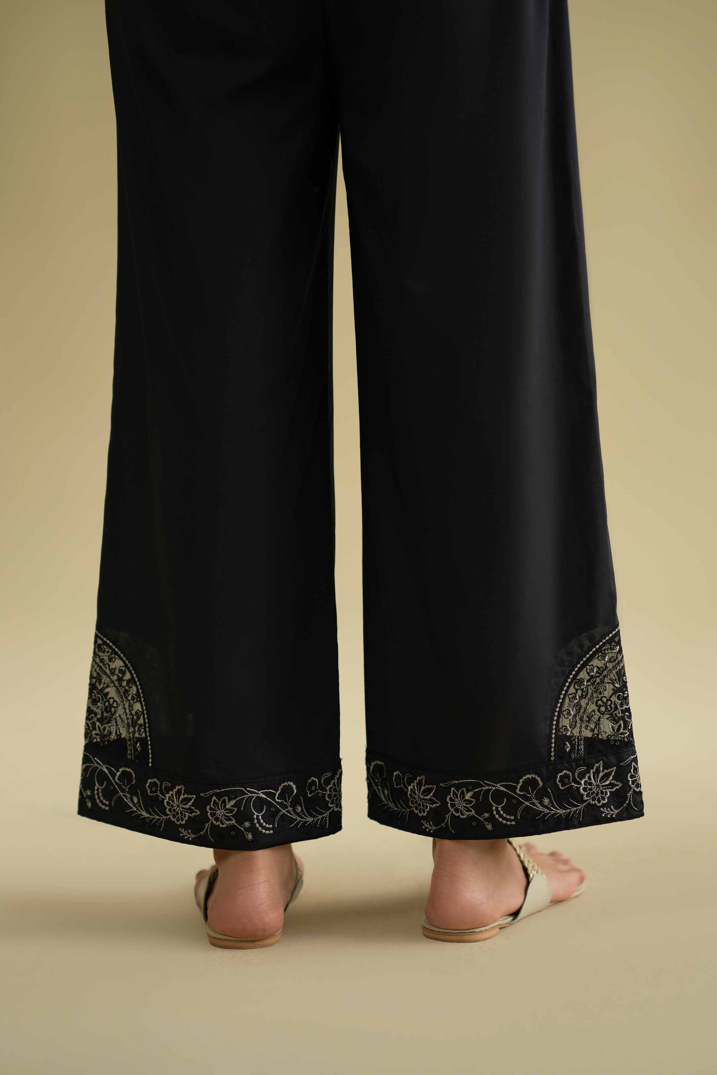 Embroidered Pants - KFE26-127 Black Cambric 1PC Embroidered LUXURY
