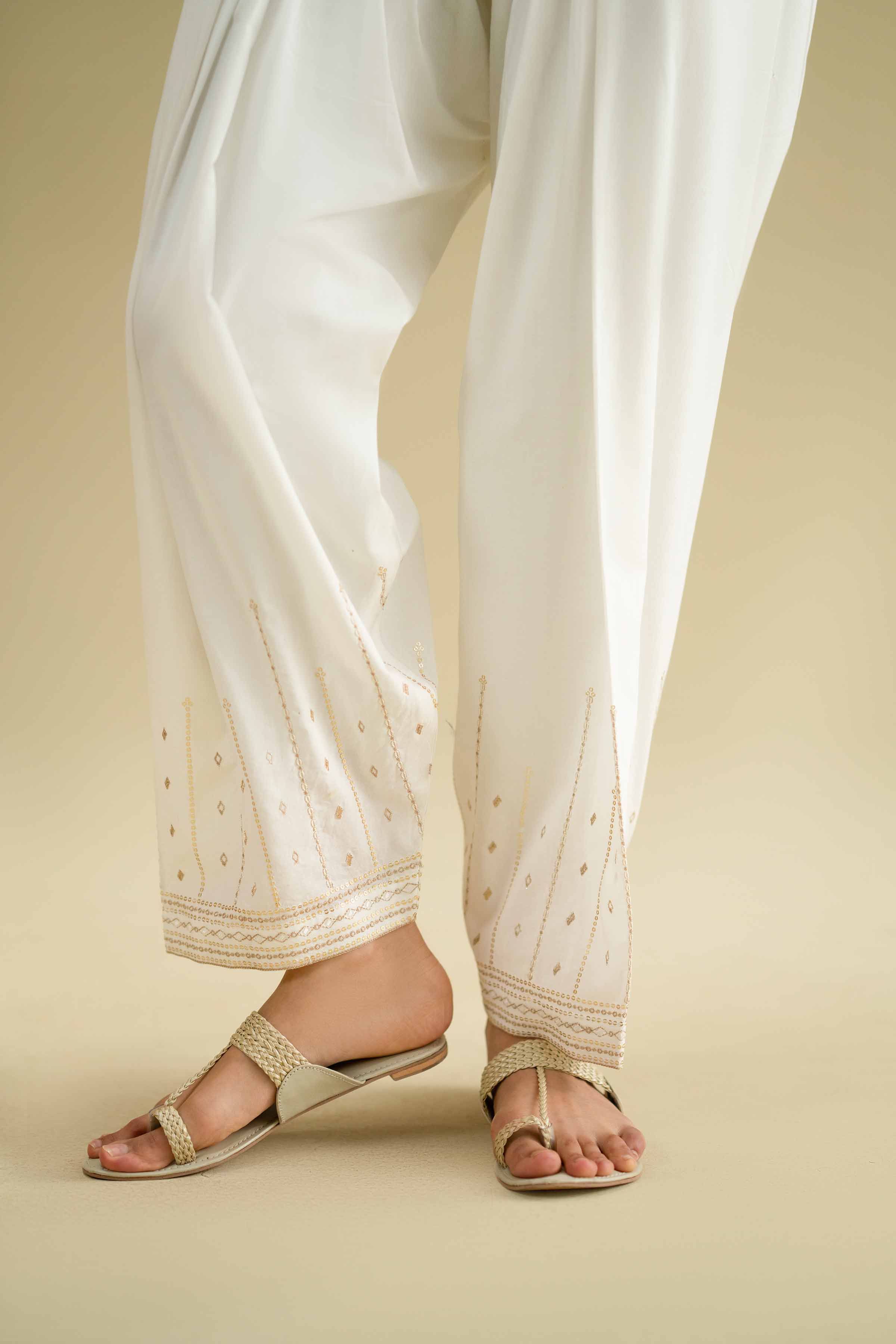 Embroidered Shalwar - KFE26-128 White Cambric 1PC Embroidered LUXURY