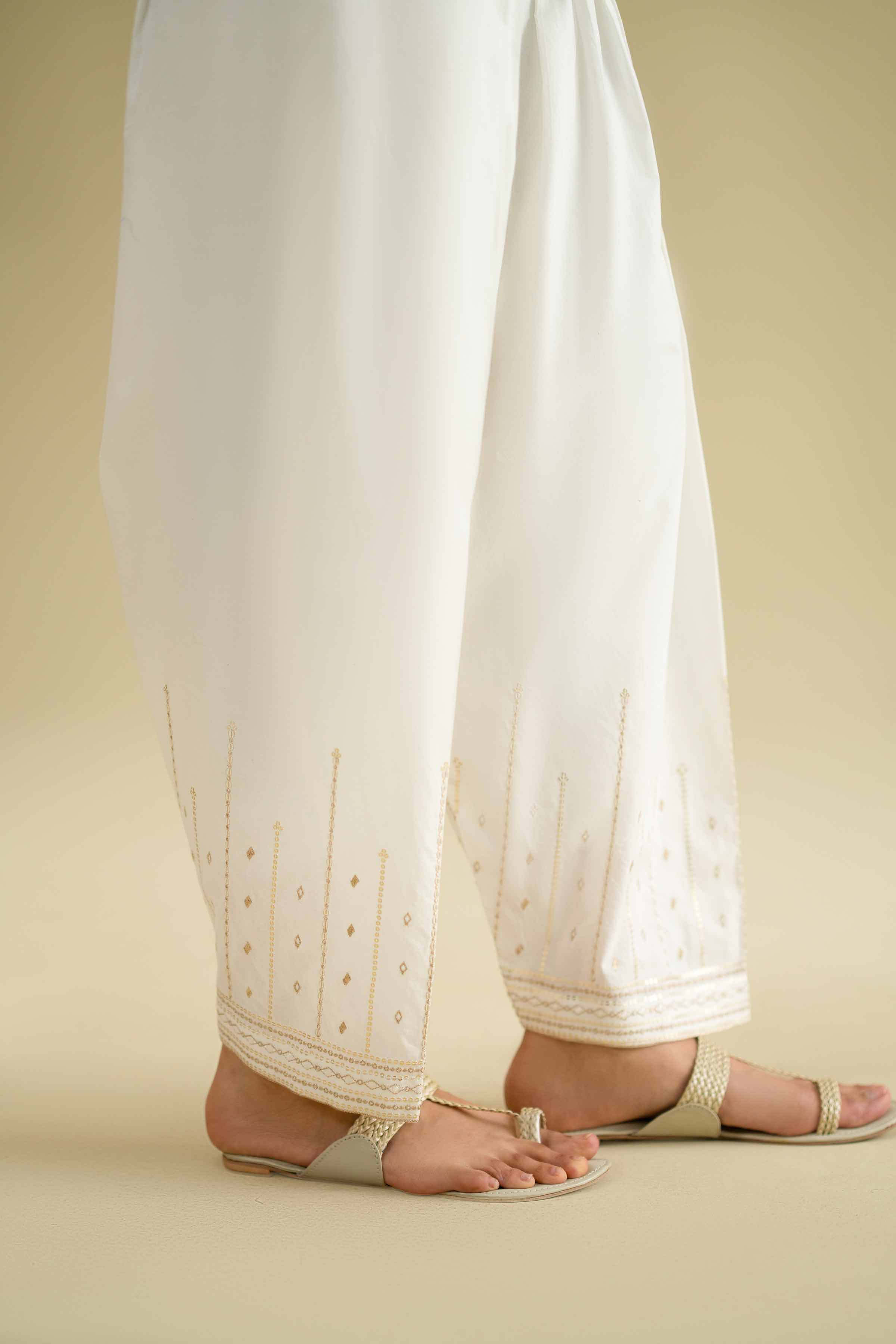 Embroidered Shalwar - KFE26-128 White Cambric 1PC Embroidered LUXURY