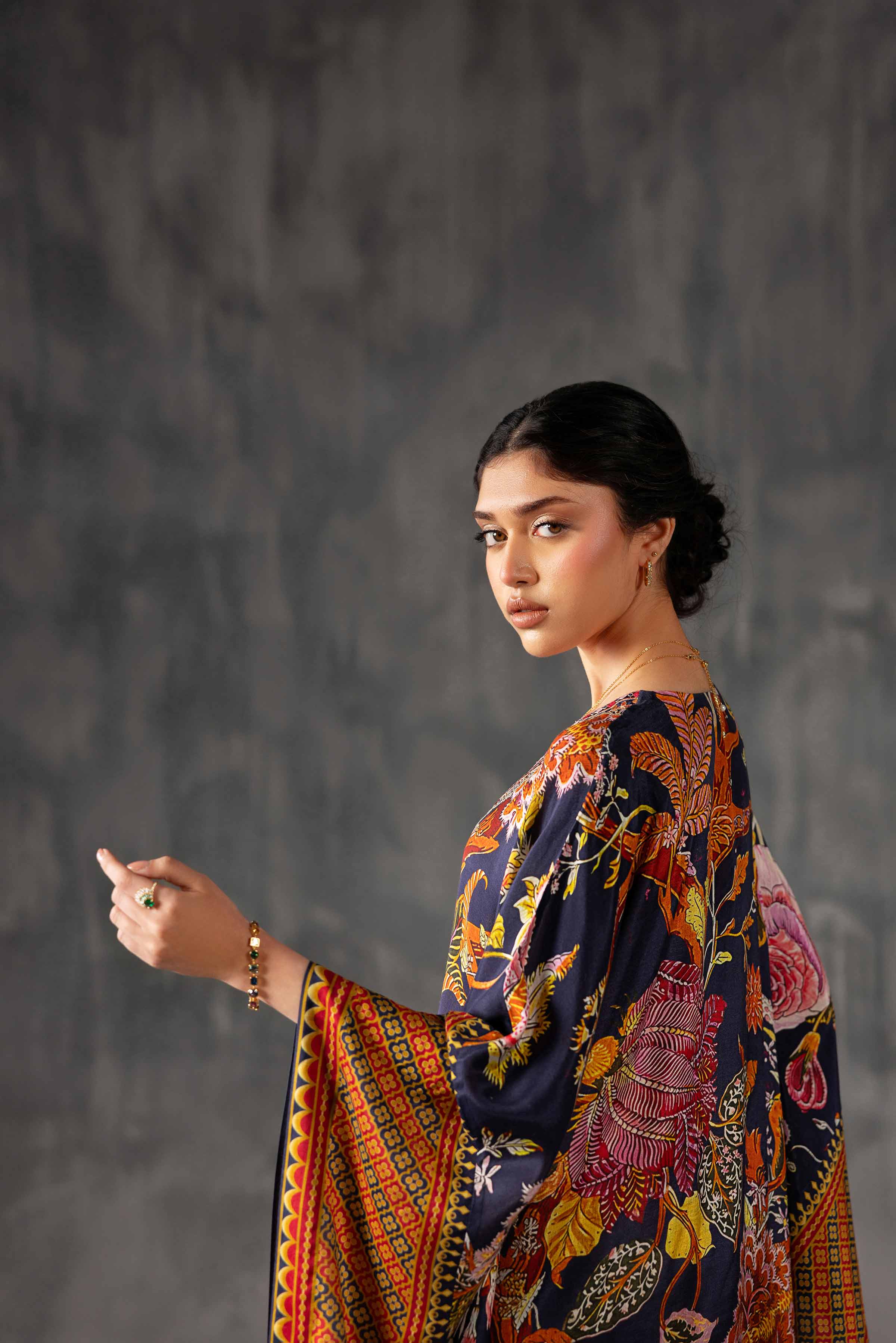 Printed Embroidered Kaftan - KFE26-134
