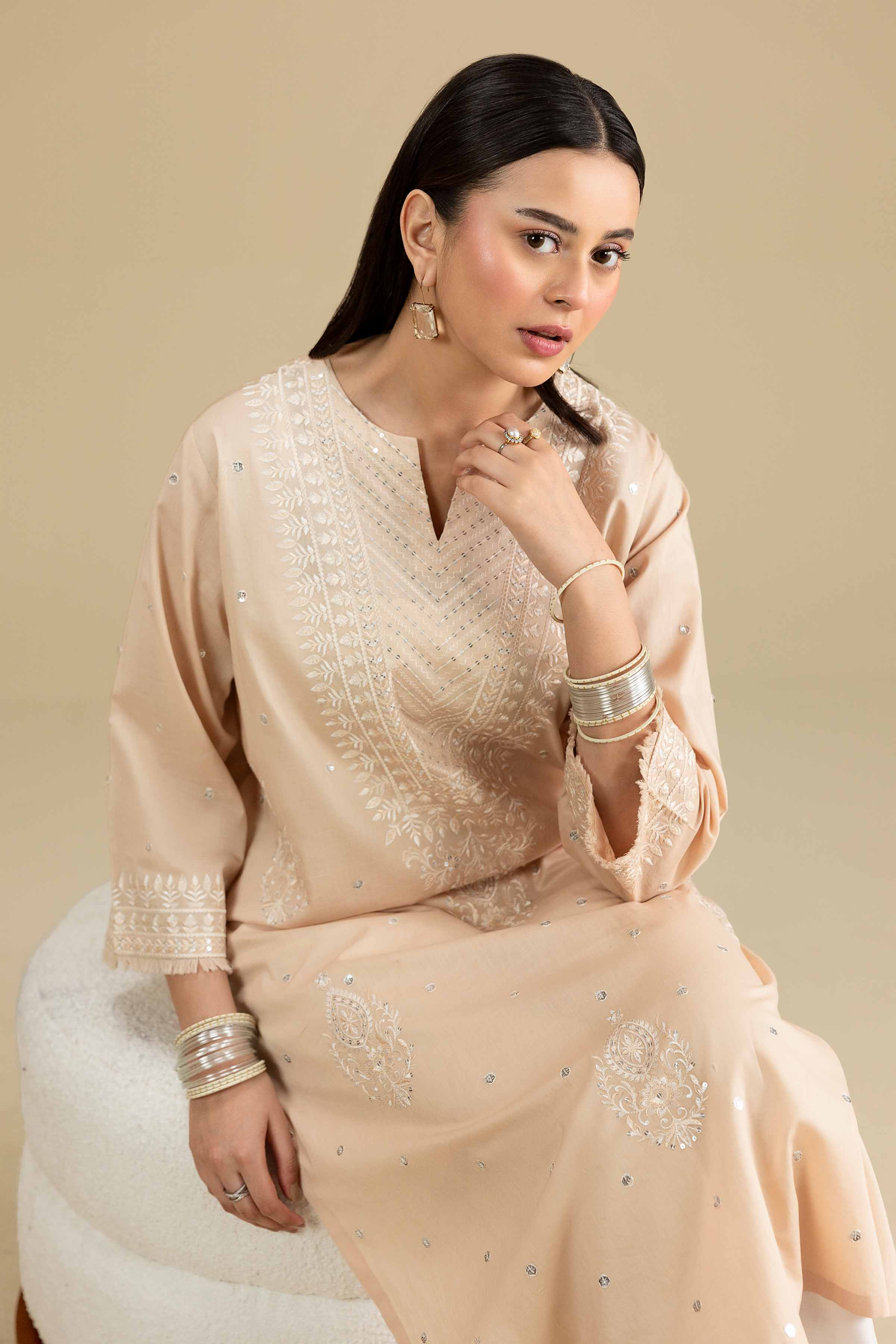 Embroidered Shirt - KFE26-139 Beige Lawn 1PC Embroidered READY TO WEAR