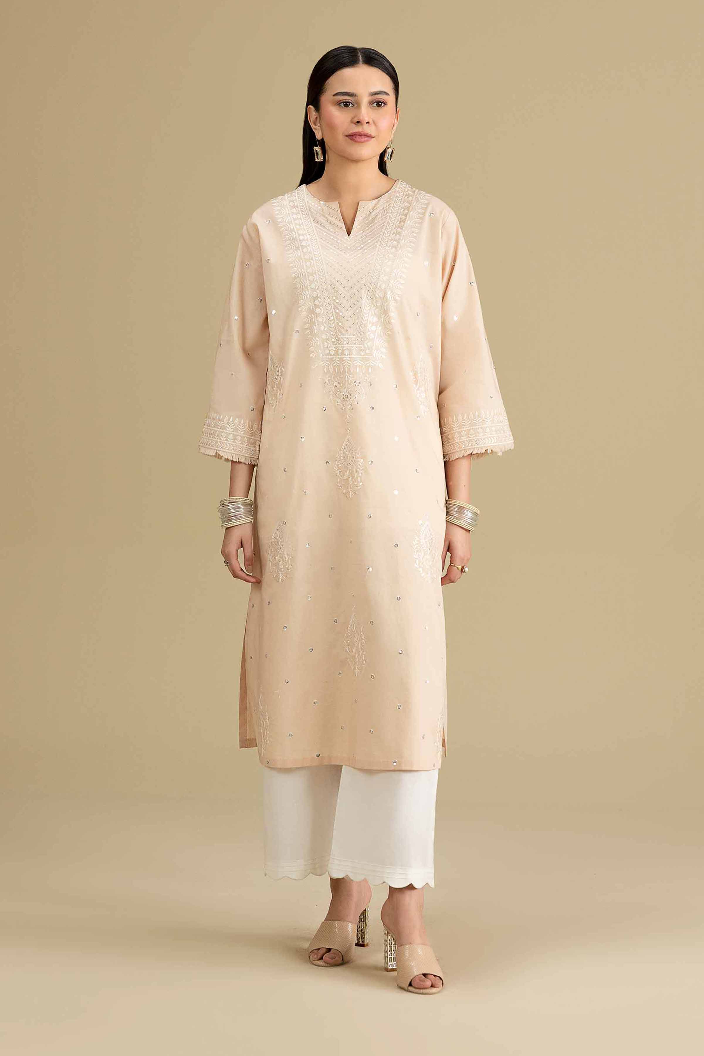 Embroidered Shirt - KFE26-139 Beige Lawn 1PC Embroidered READY TO WEAR