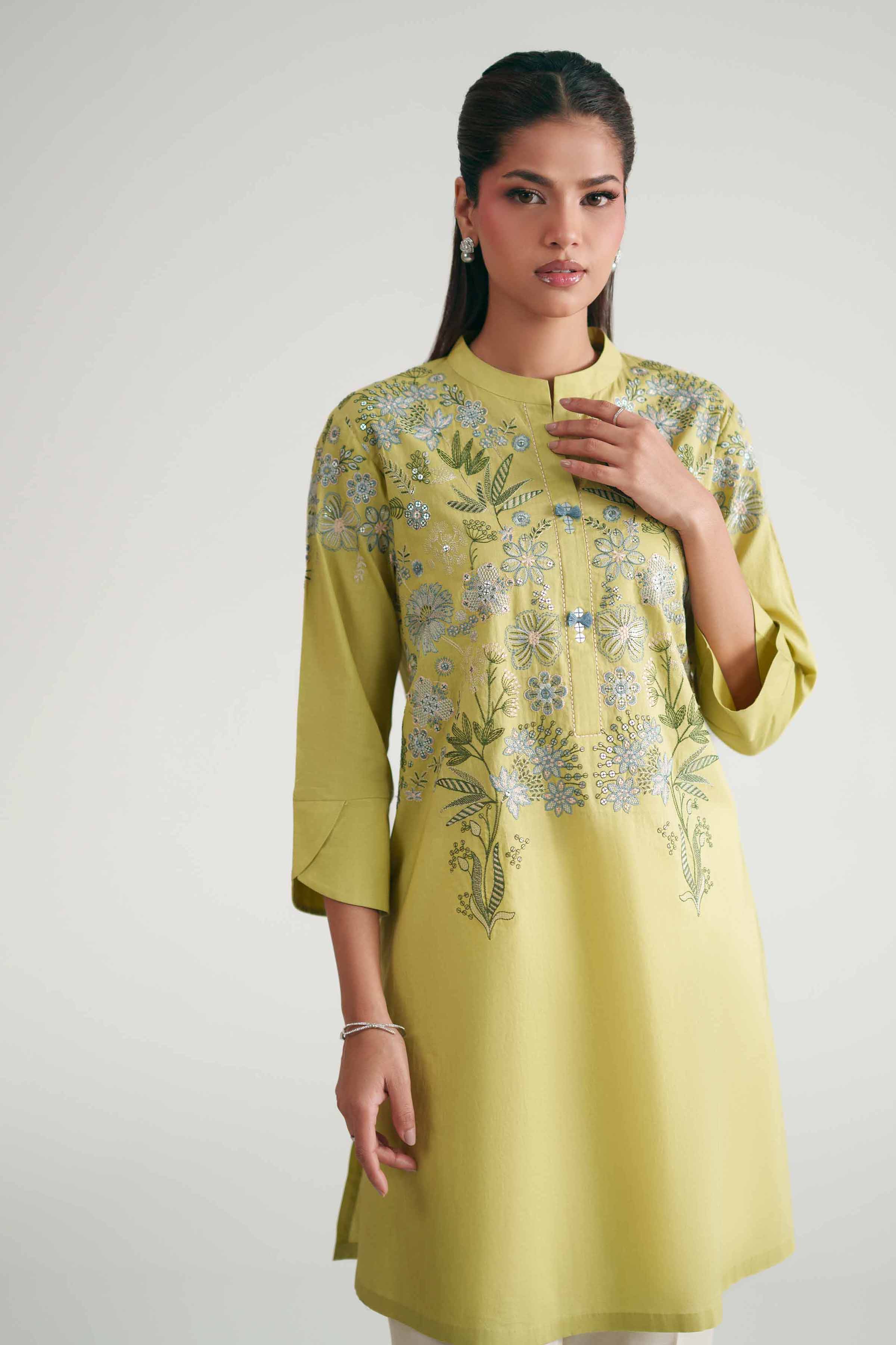 Embroidered Shirt - KFE26-140 Green Lawn 1PC Embroidered READY TO WEAR
