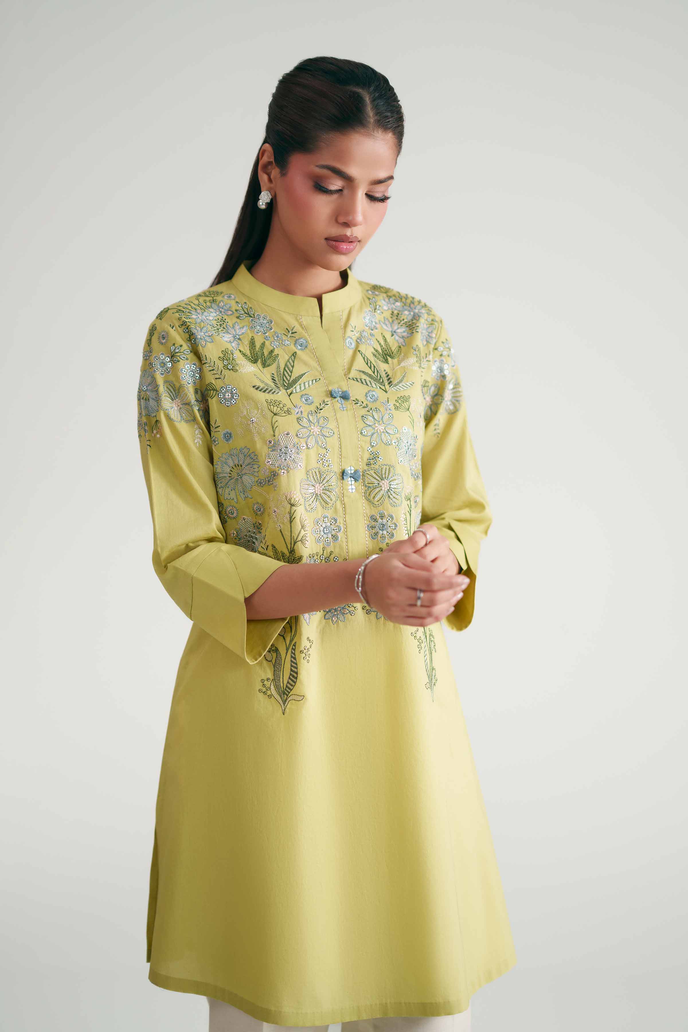Embroidered Shirt - KFE26-140 Green Lawn 1PC Embroidered READY TO WEAR
