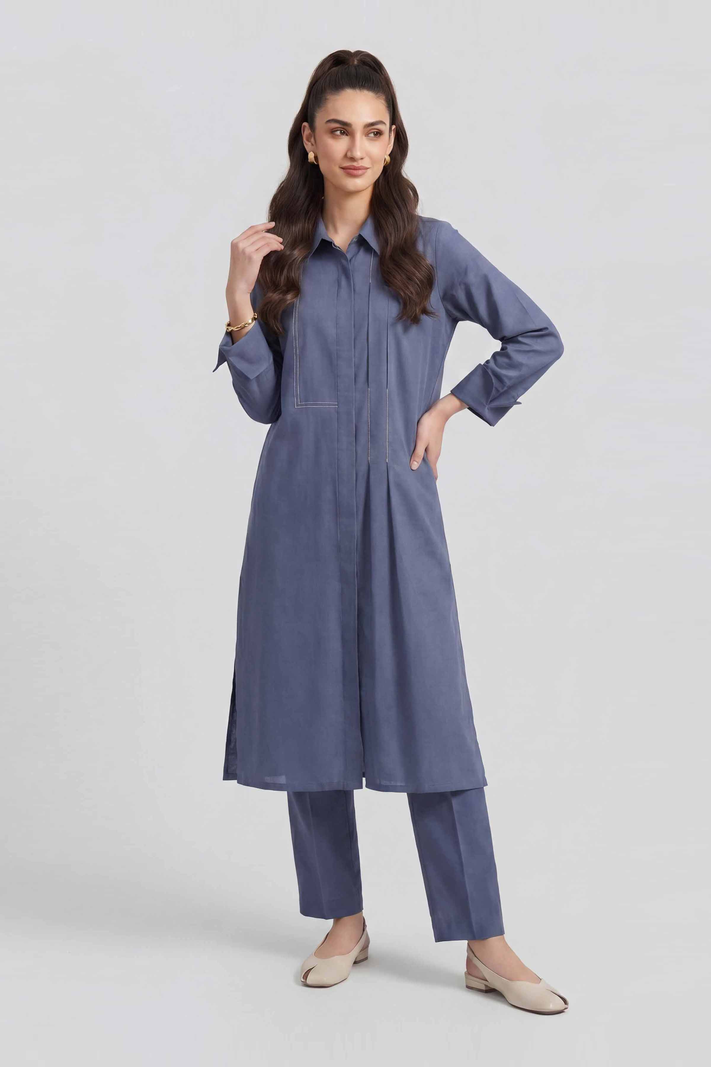 2 Piece - Solid Suit - KFE26-151 Blue Yarn Dyed 2PC Solids READY TO WEAR