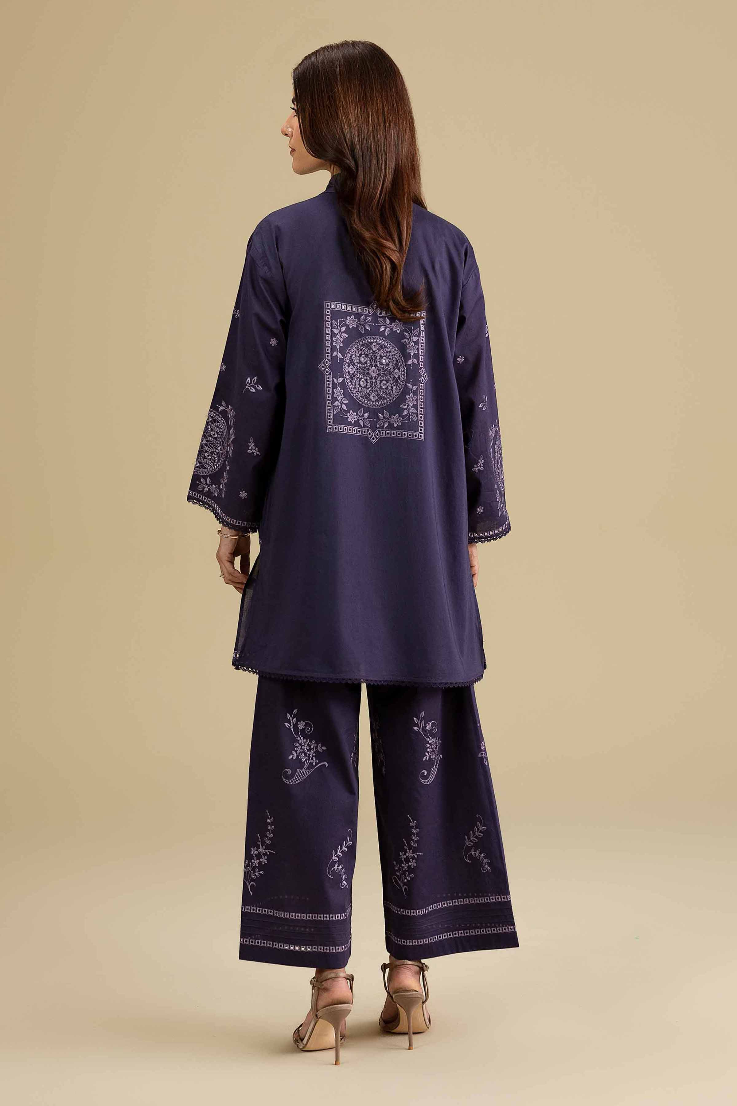 2 Piece - Embroidered Suit - KFE26-156 Purple Cambric 2PC Embroidered READY TO WEAR