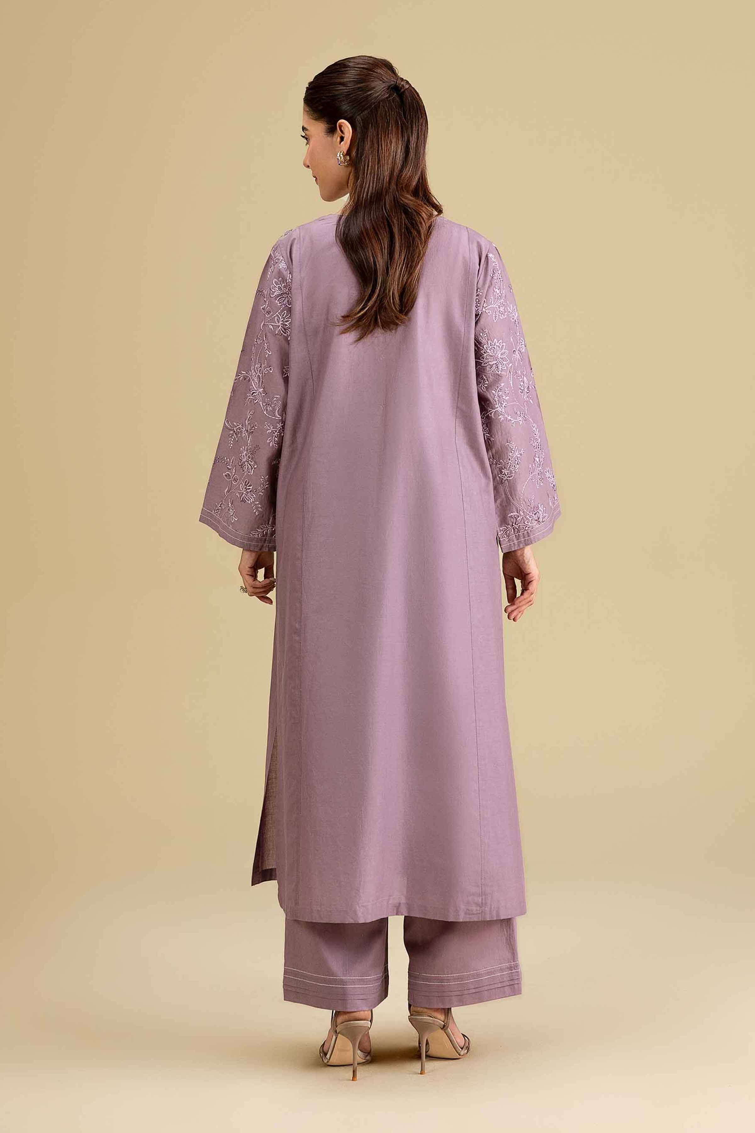 2 Piece - Embroidered Suit - KFE26-159 Purple Cambric 2PC Embroidered READY TO WEAR