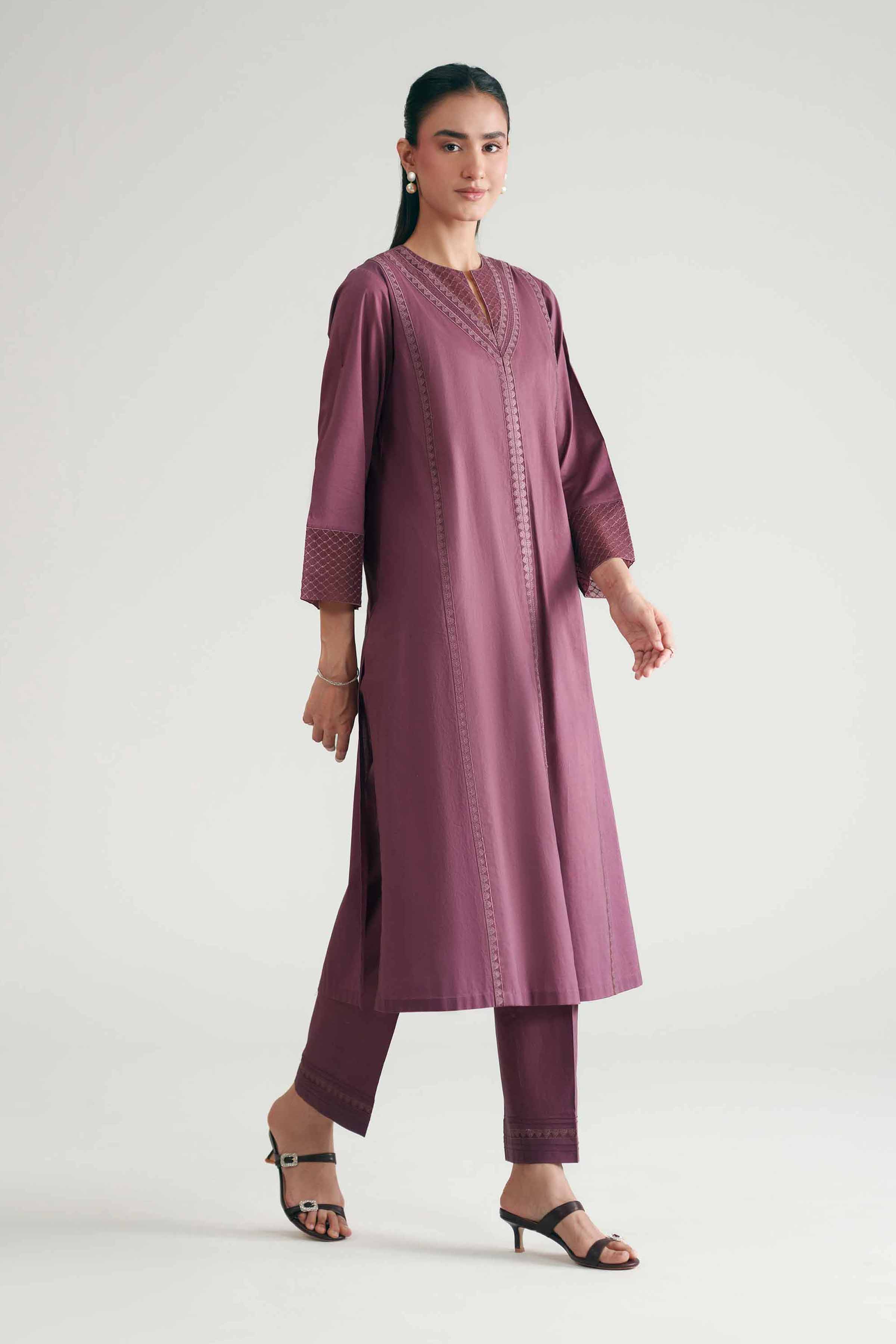 2 Piece - Embroidered Suit - KFE26-170 Red Cambric 2PC Embroidered