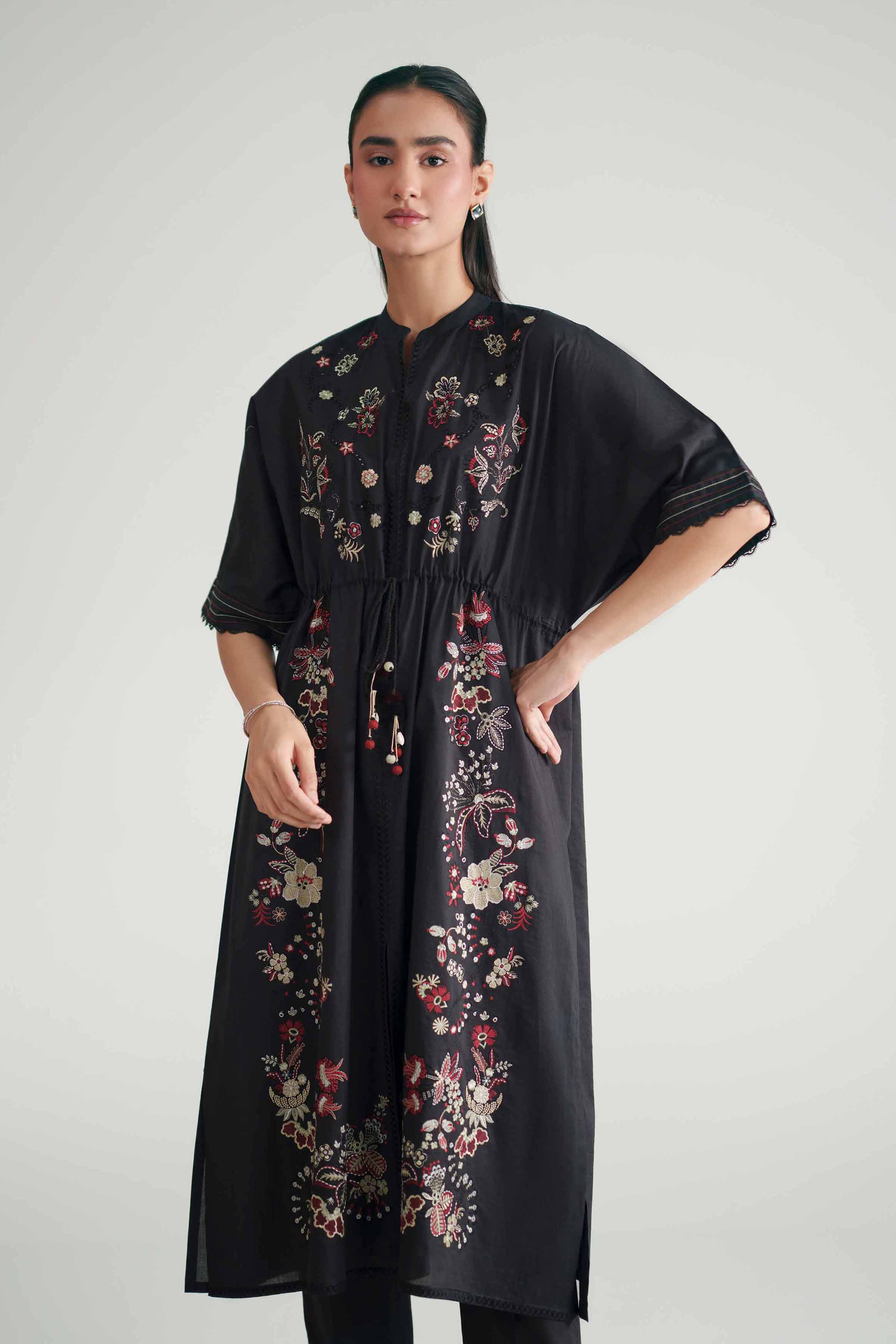 2 Piece - Embroidered Suit - KFE26-172 Black Cambric 2PC Embroidered READY TO WEAR