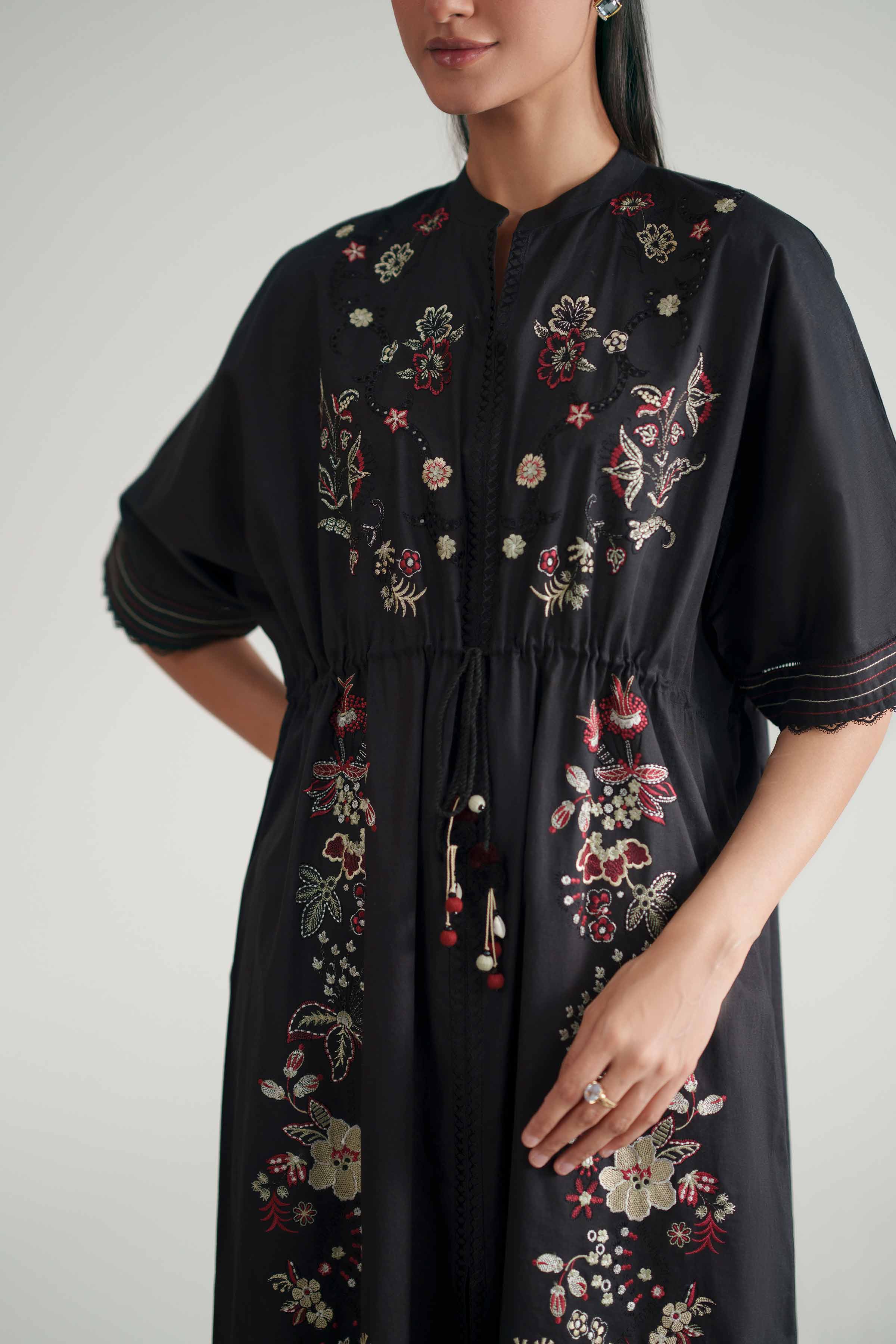 2 Piece - Embroidered Suit - KFE26-172 Black Cambric 2PC Embroidered READY TO WEAR