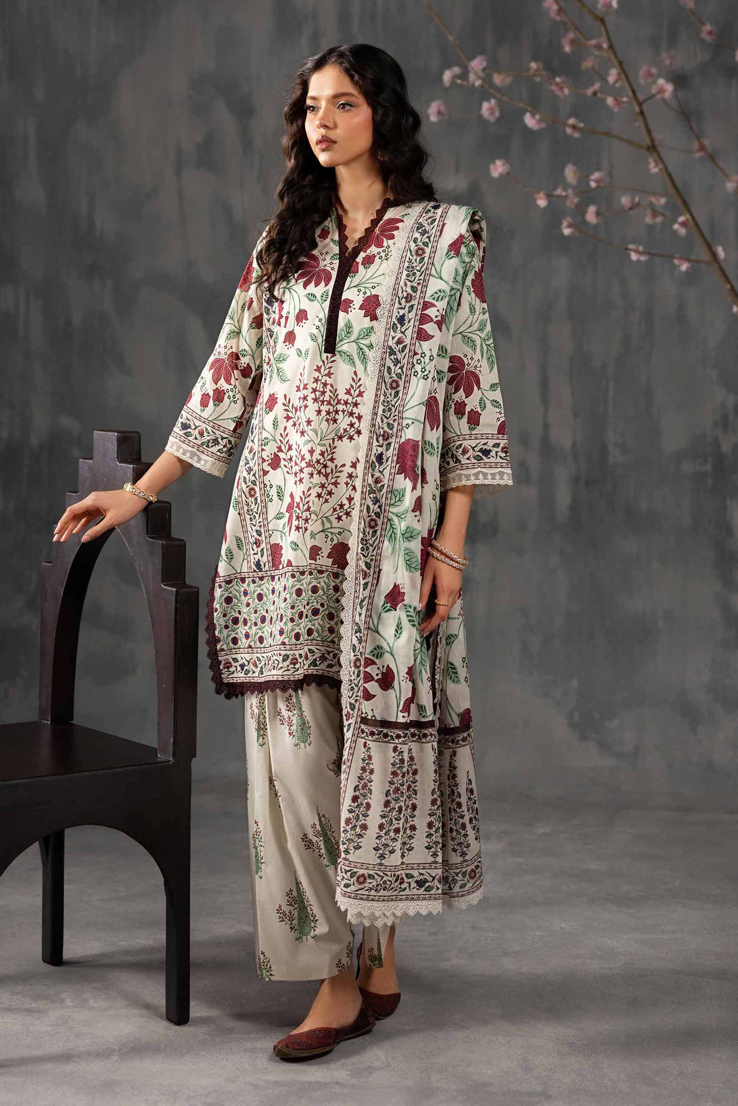 3 Piece - Printed Suit - KFE26-203 Off White Lawn 3PC Printed