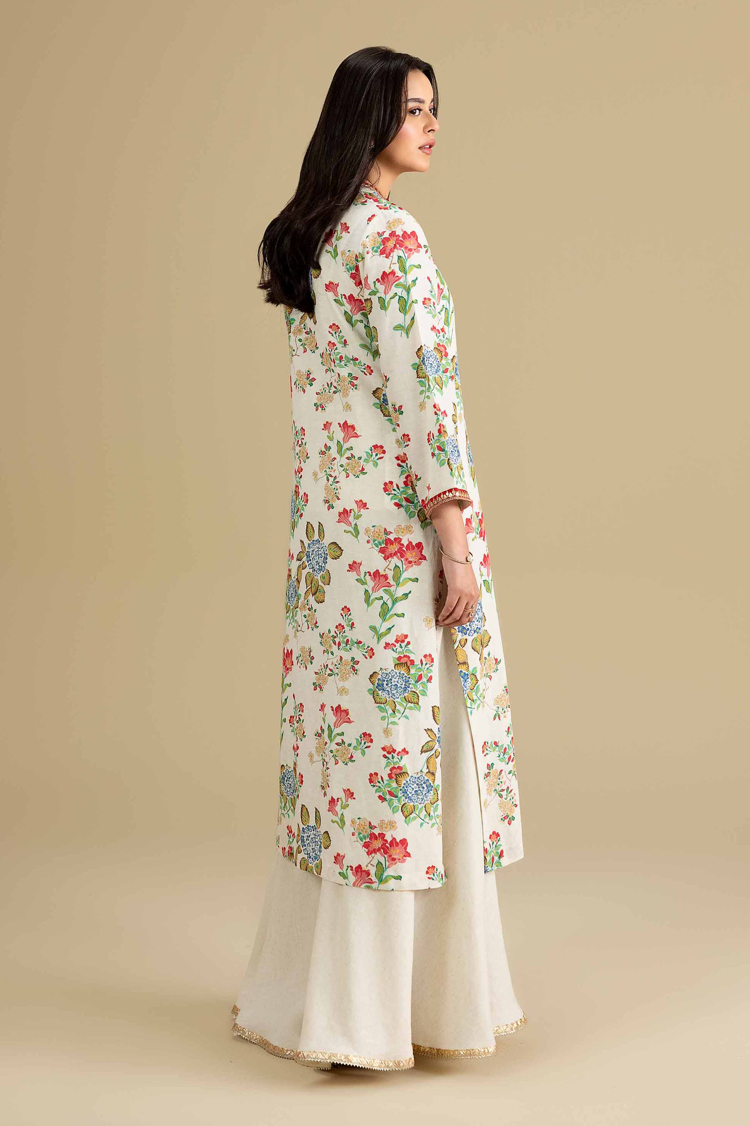 2 Piece - Printed Embroidered Suit - KFE26-209 Off White Cotton 2PC Embroidered READY TO WEAR