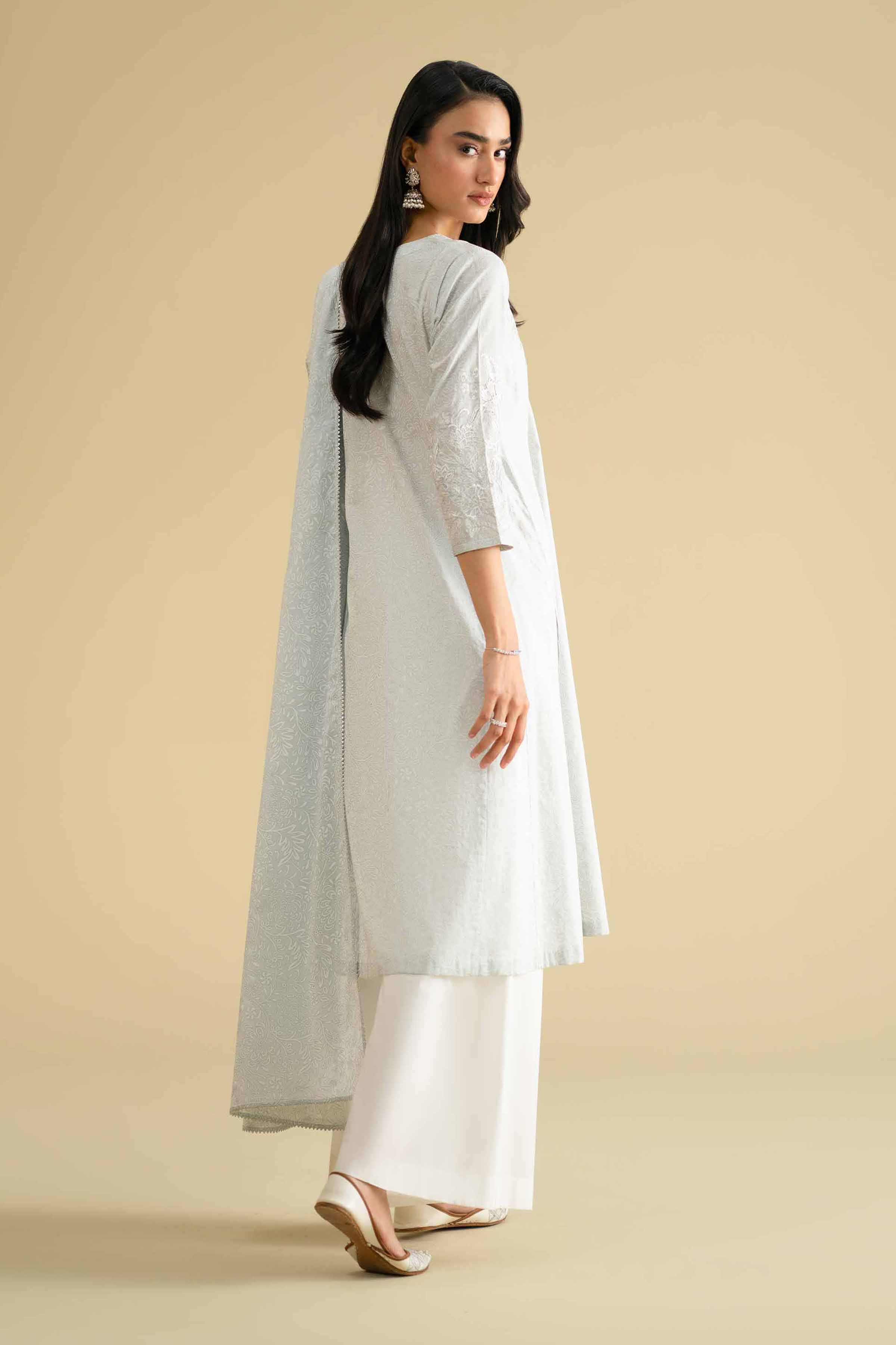 2 Piece - Printed Embroidered Suit - KFE26-229 Blue Lawn 2PC Embroidered