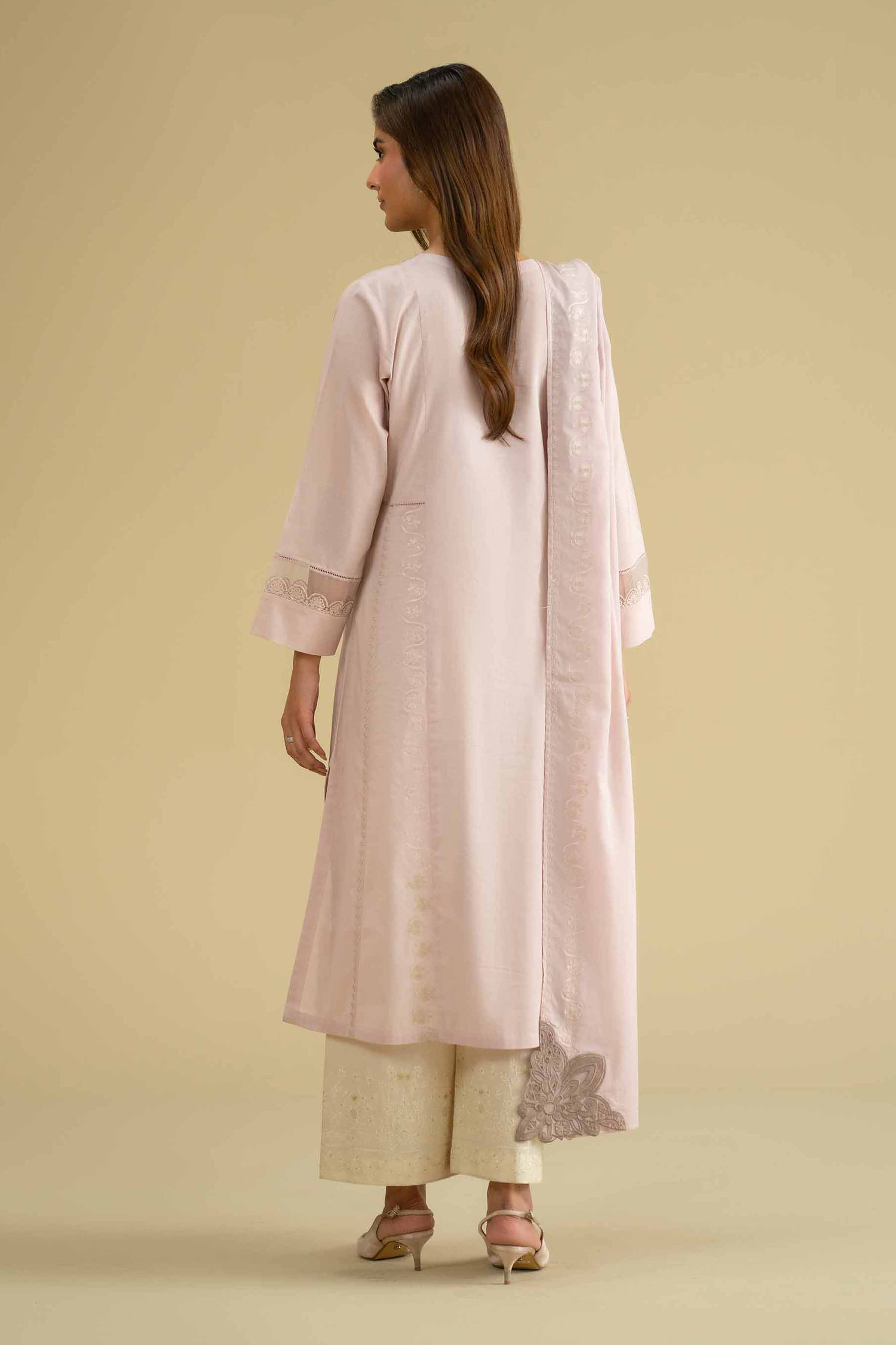 2 Piece - Embroidered Suit - KFE26-232 Pink Cambric 2PC Embroidered LUXURY