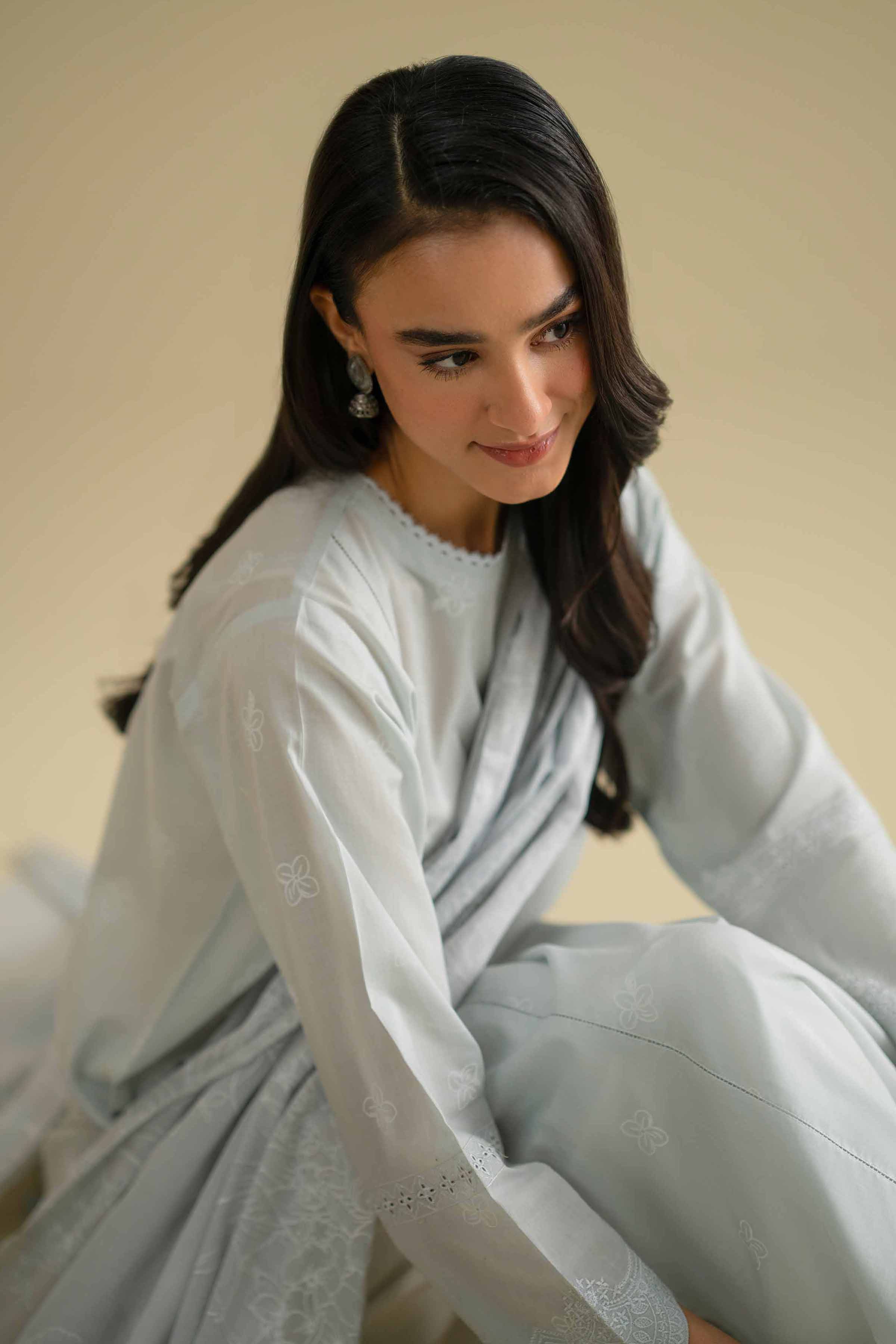 2 Piece - Printed Embroidered Suit - KFE26-30 Blue Lawn 2PC Embroidered