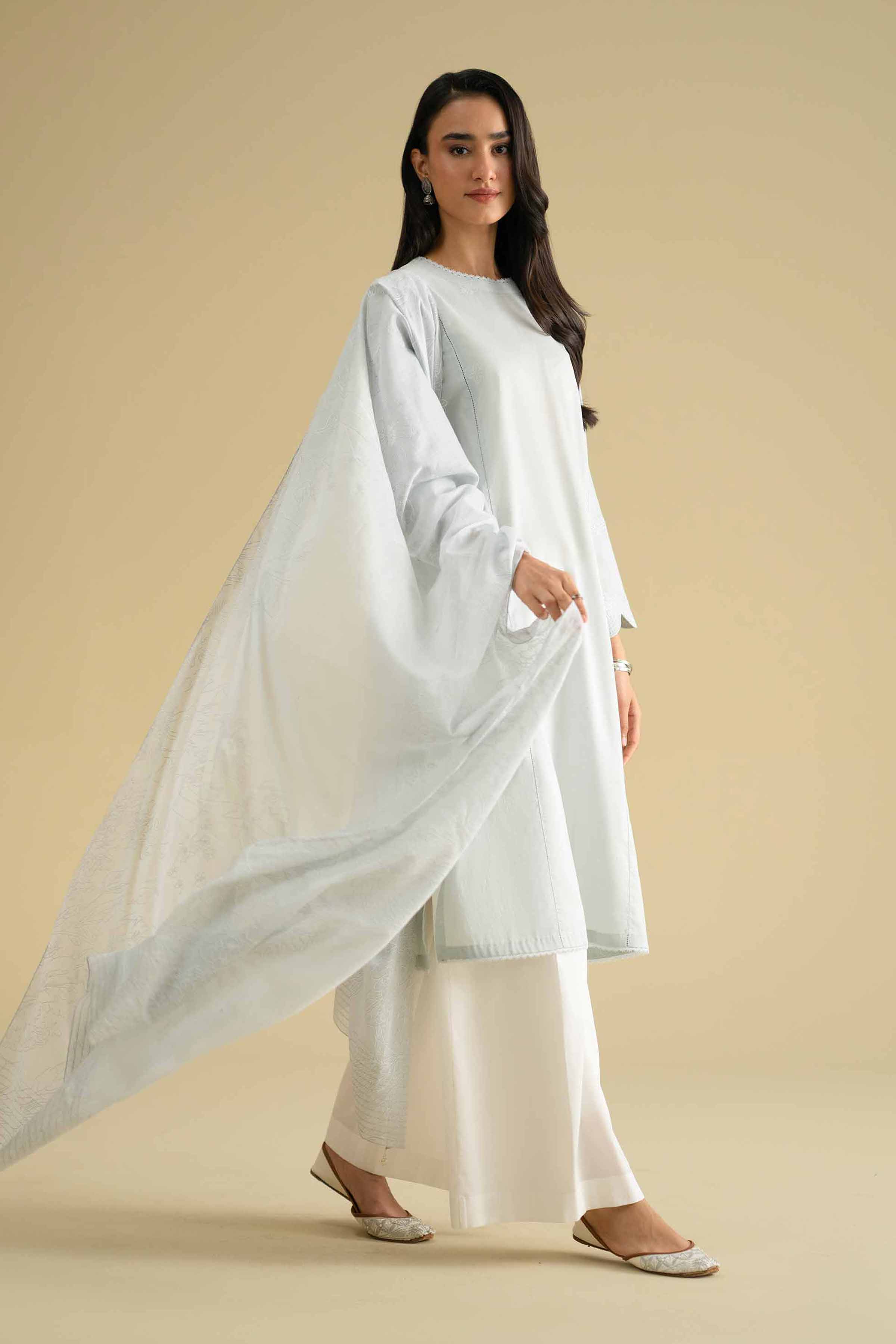 2 Piece - Printed Embroidered Suit - KFE26-30 Blue Lawn 2PC Embroidered