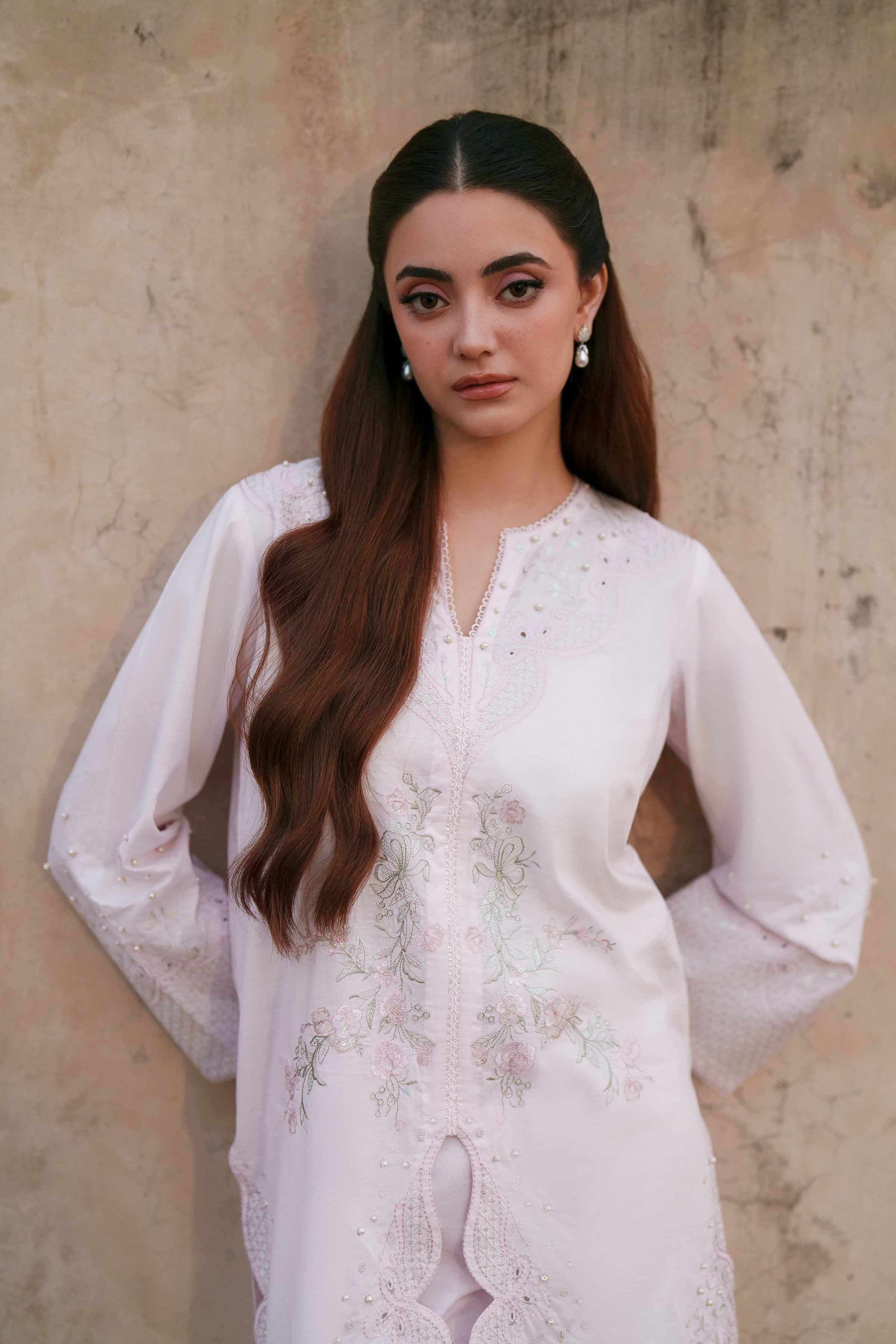 2 Piece - Embroidered Suit - KFE26-46 Pink Cambric 2PC Embroidered