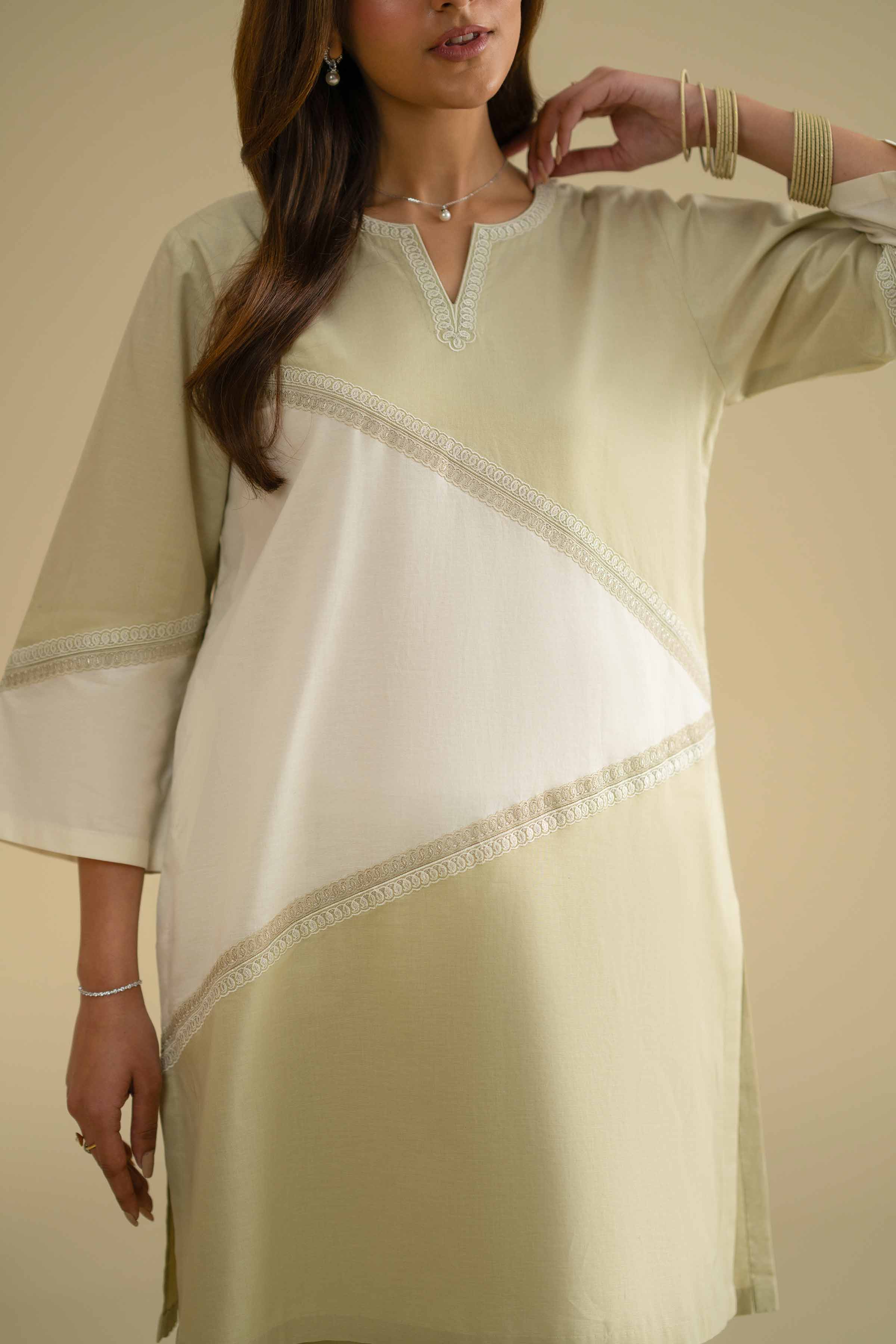 2 Piece - Embroidered Suit - KFE26-48 Ivory Cambric 2PC Embroidered LUXURY