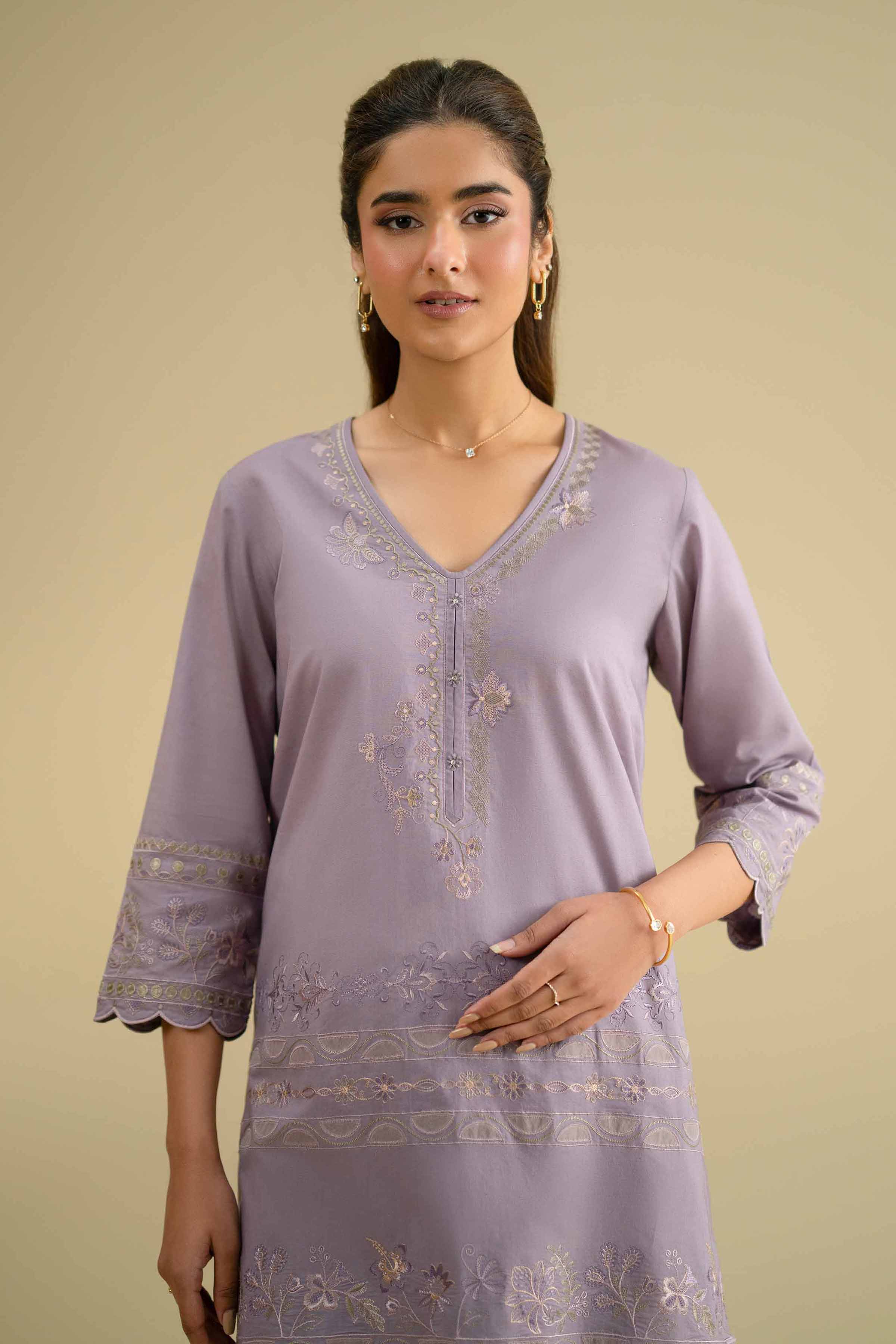 2 Piece - Embroidered Suit - KFE26-52 Lilac Cambric 2PC Embroidered