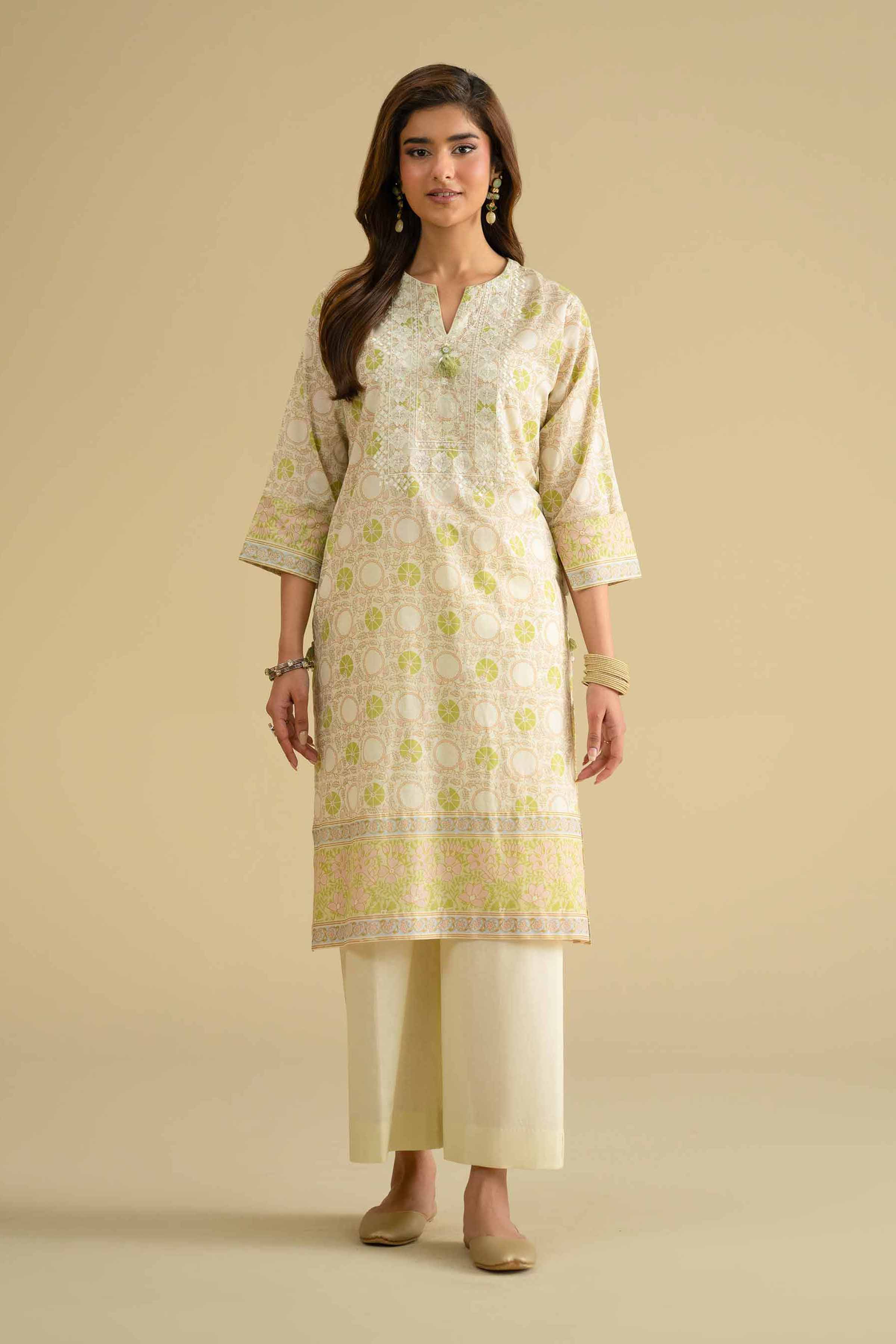 2 Piece - Printed Embroidered Suit - KFE26-63 Yellow Lawn 2PC Embroidered LUXURY