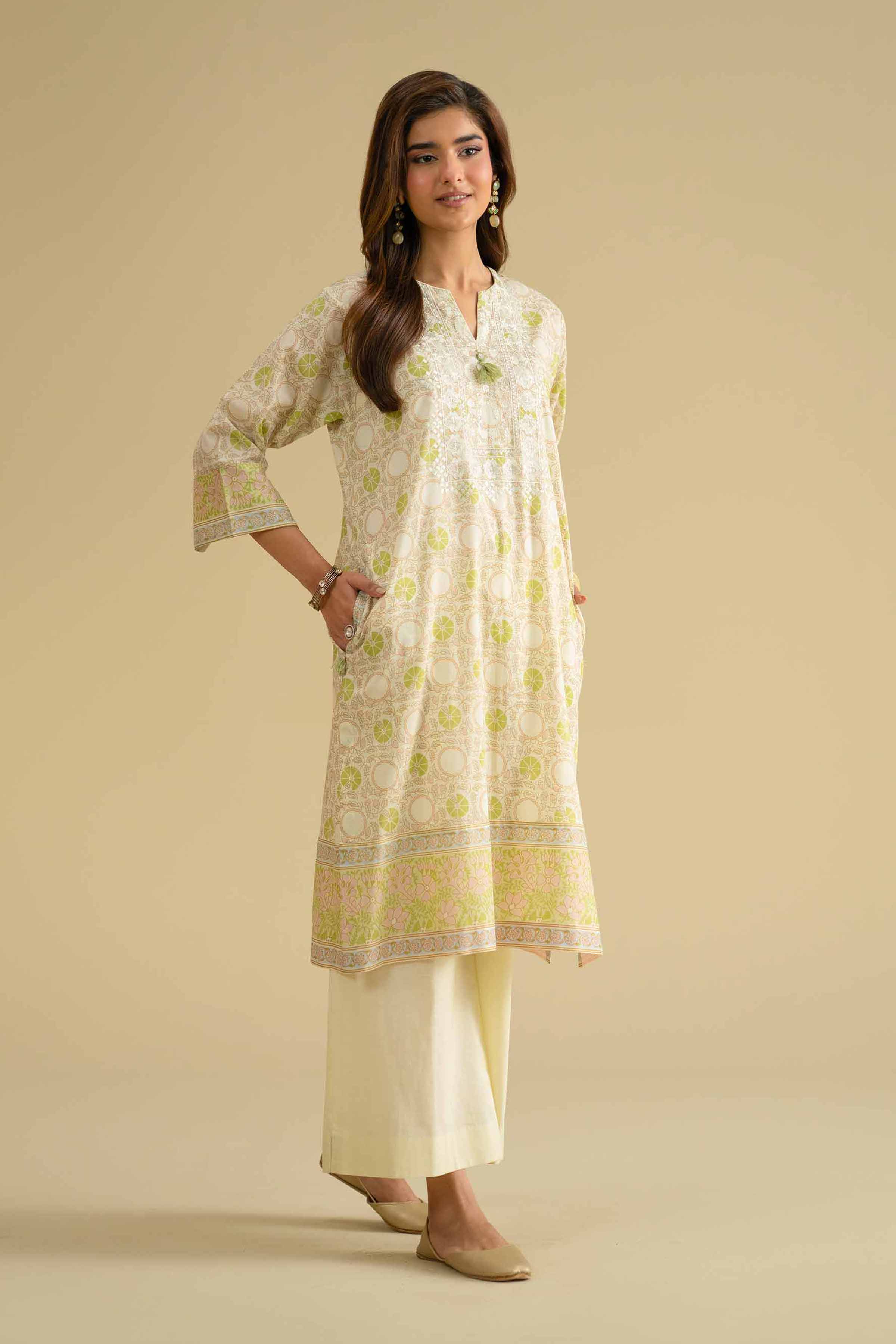 2 Piece - Printed Embroidered Suit - KFE26-63 Yellow Lawn 2PC Embroidered LUXURY