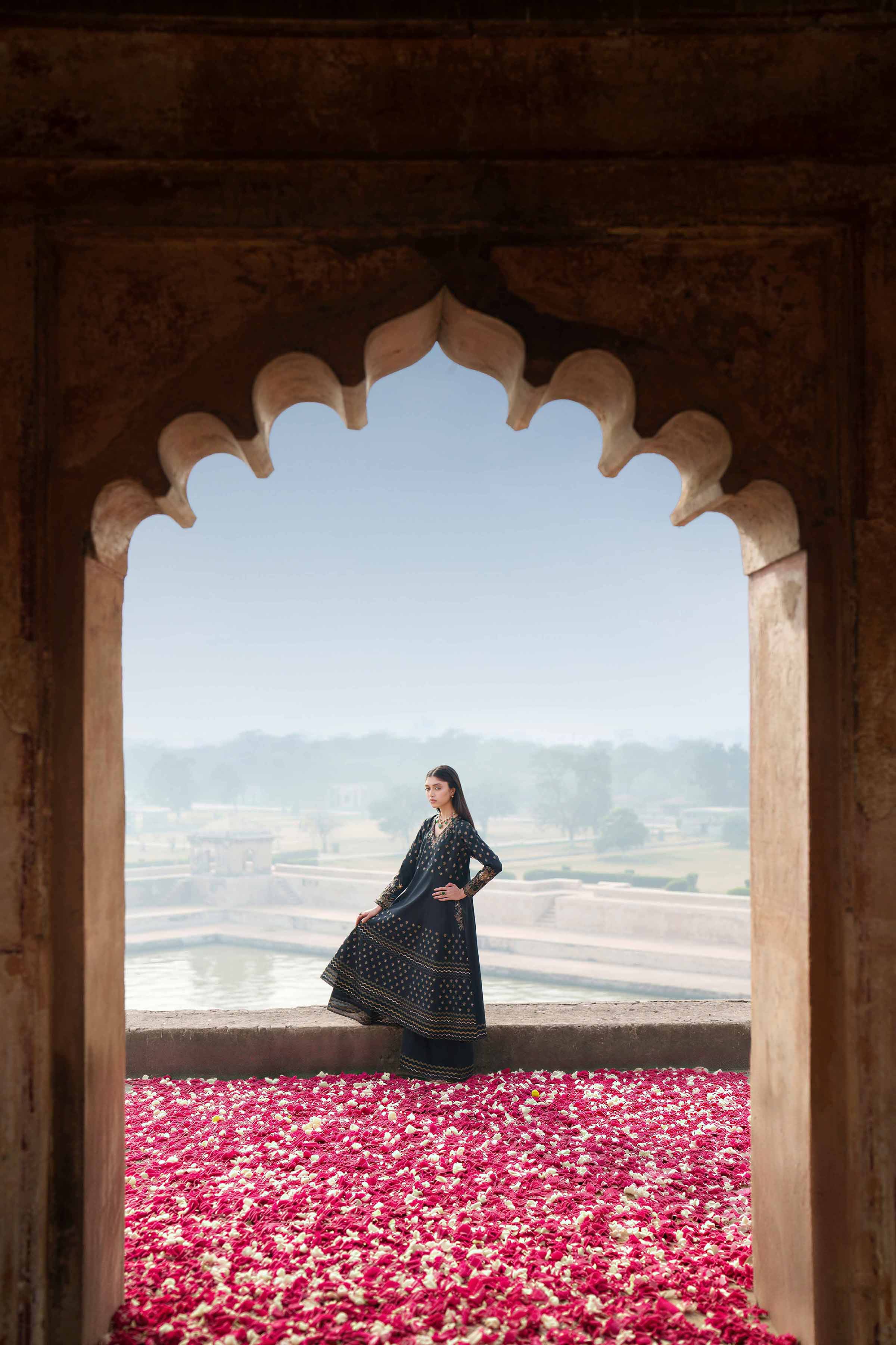 2 Piece - Embroidered Suit - KFE26-67 Black Cambric 2PC Embroidered READY TO WEAR - LUXURY