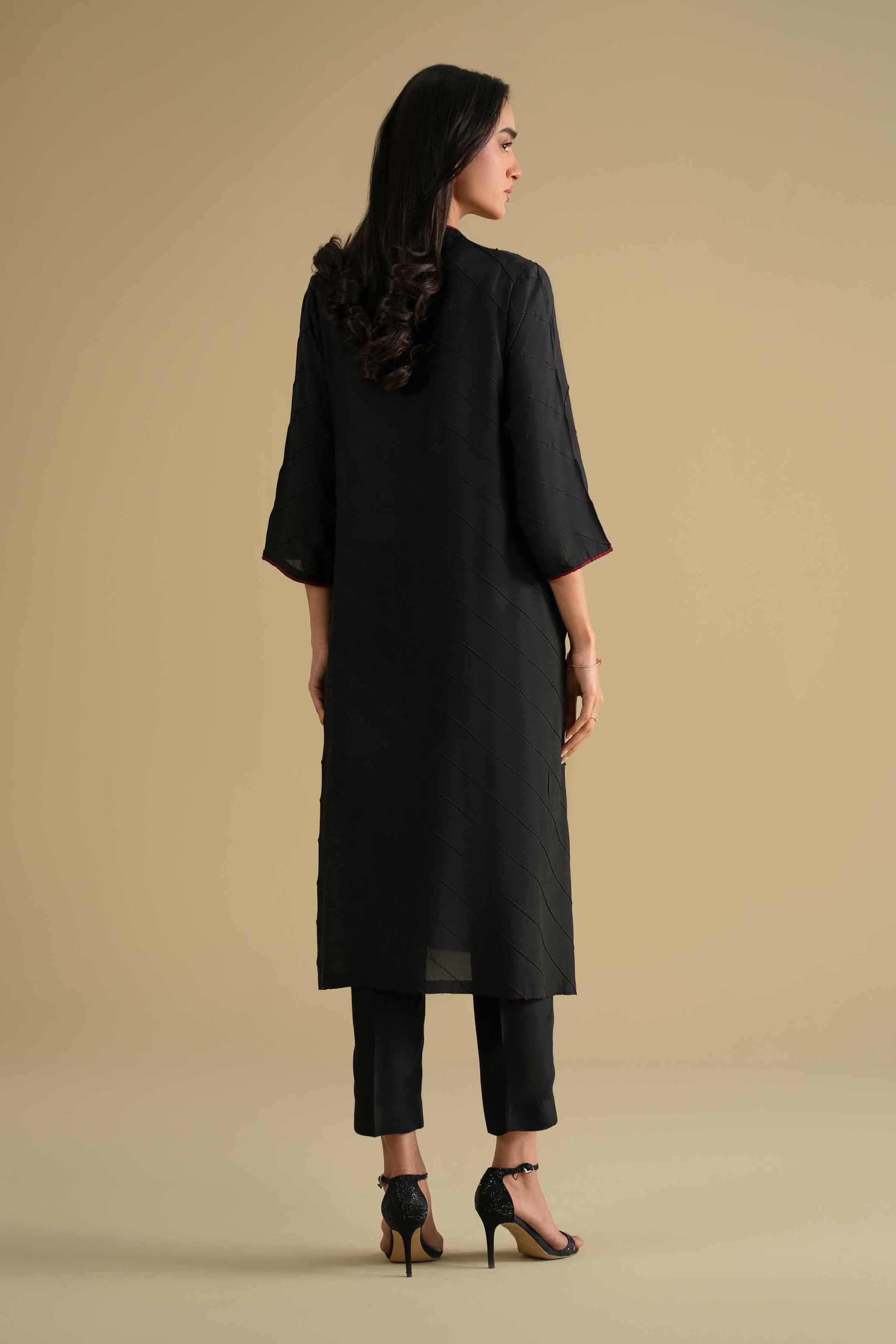 2 Piece - Embroidered Suit - KFE26-70 Black Silk 2PC Embroidered