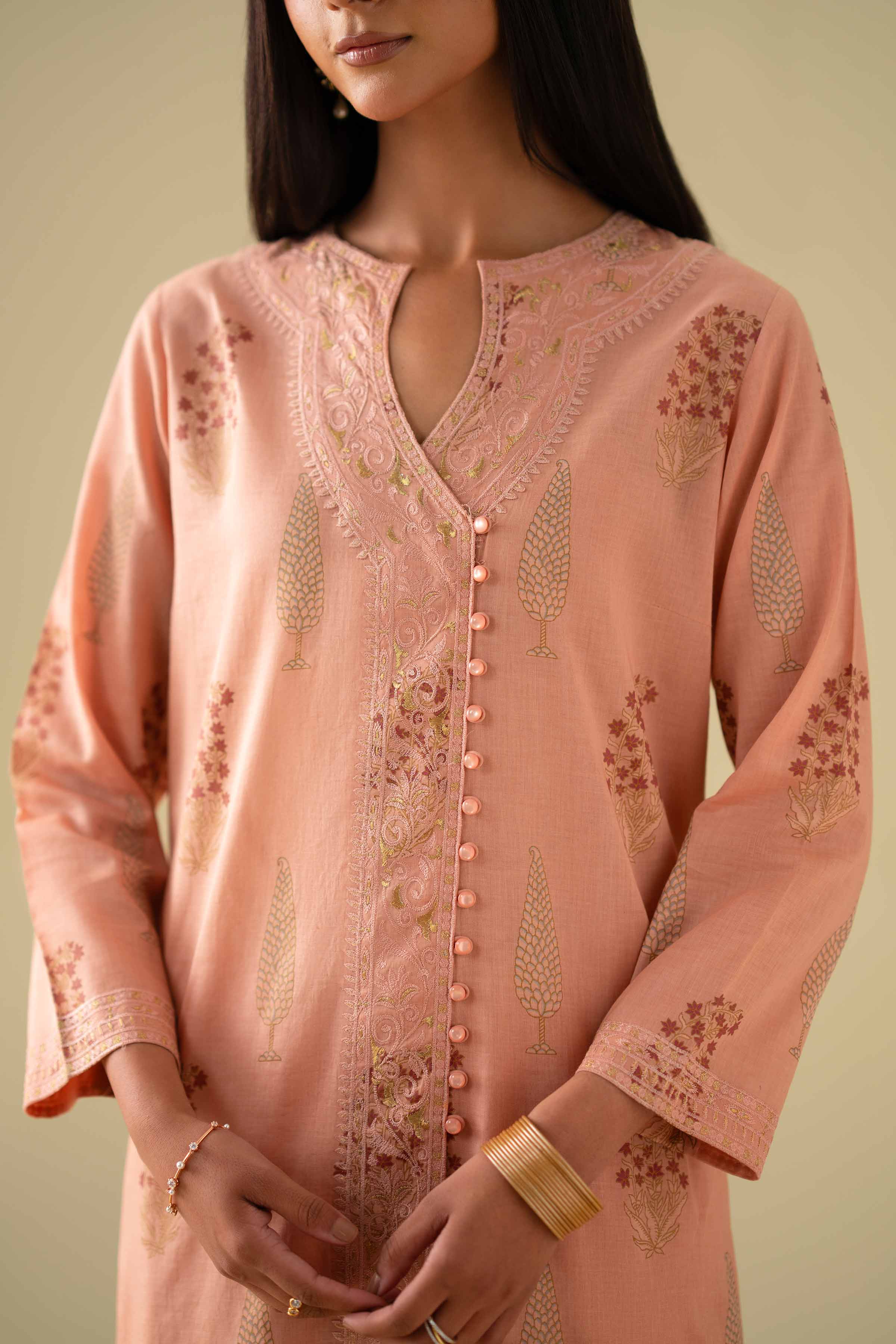 3 Piece - Printed Embroidered Suit - KFE26-77