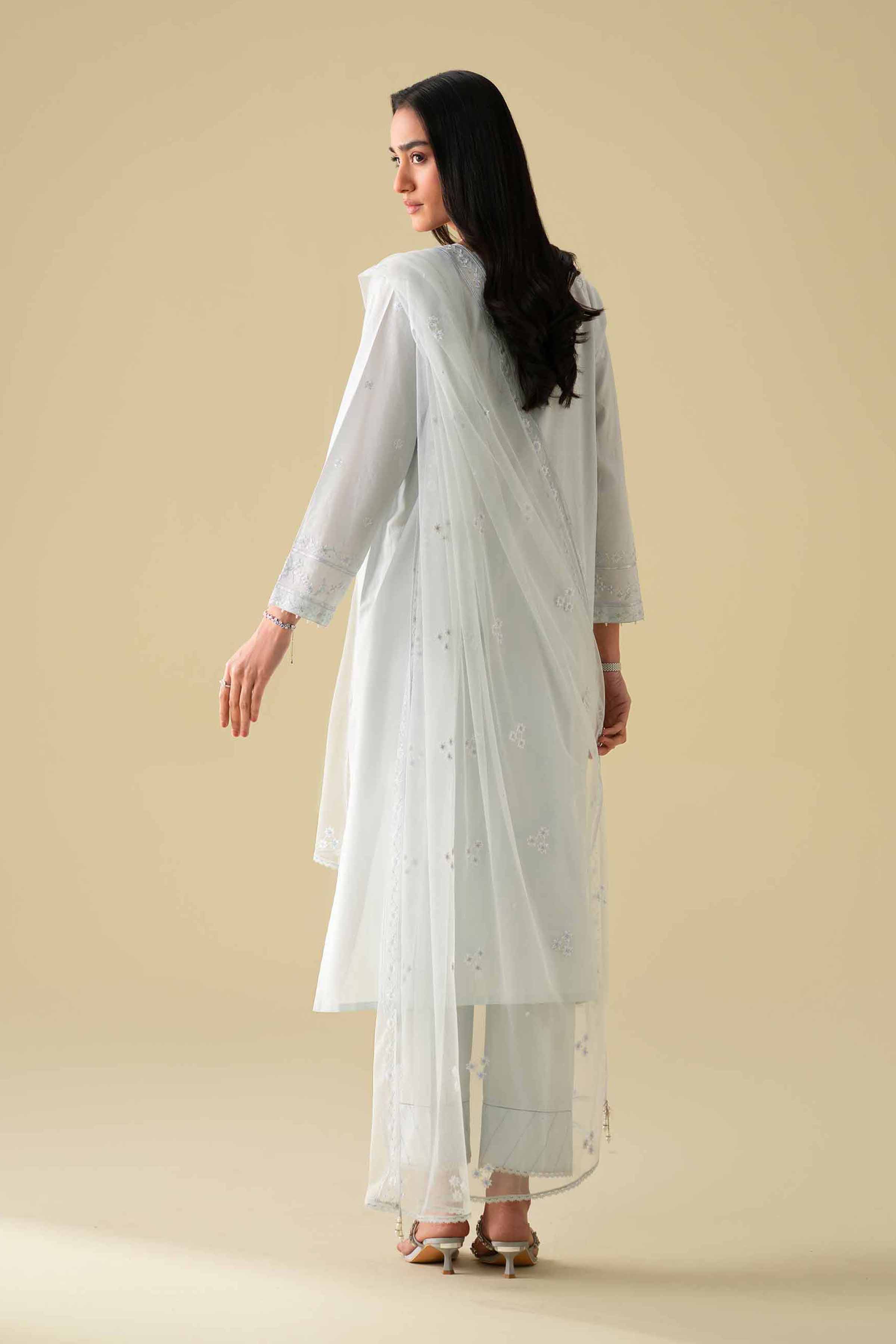 3 Piece - Embroidered Suit - KFE26-79 Blue Cambric 3PC Embroidered