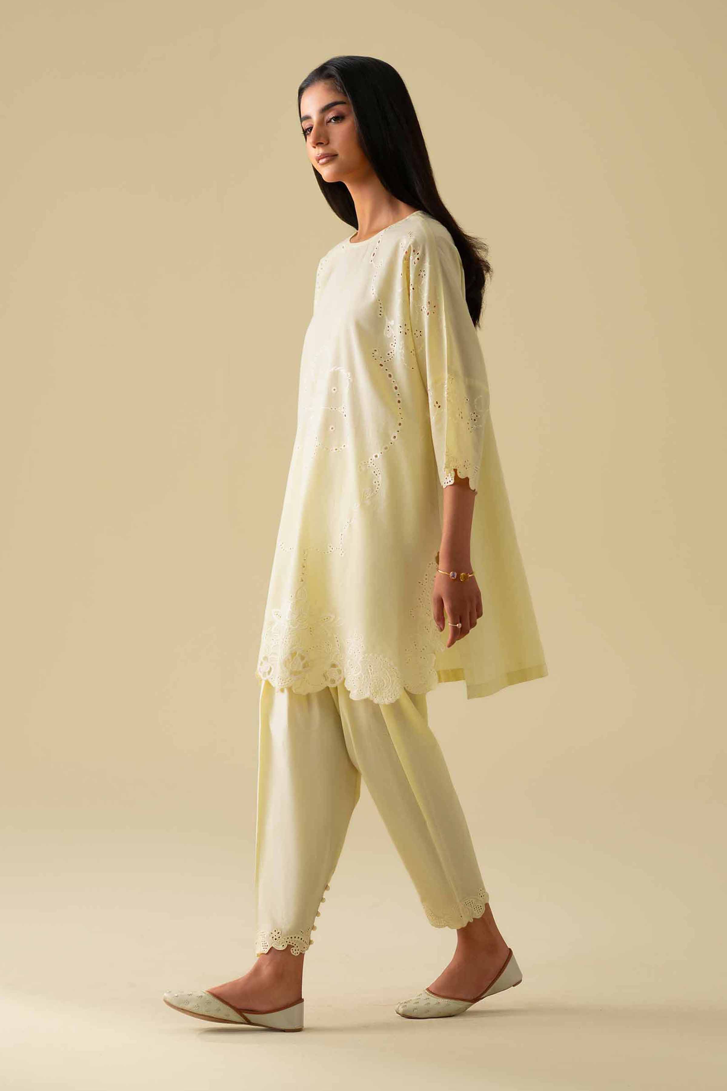 2 Piece - Embroidered Suit - KFE26-92 Yellow Yarn Dyed 2PC Embroidered LUXURY