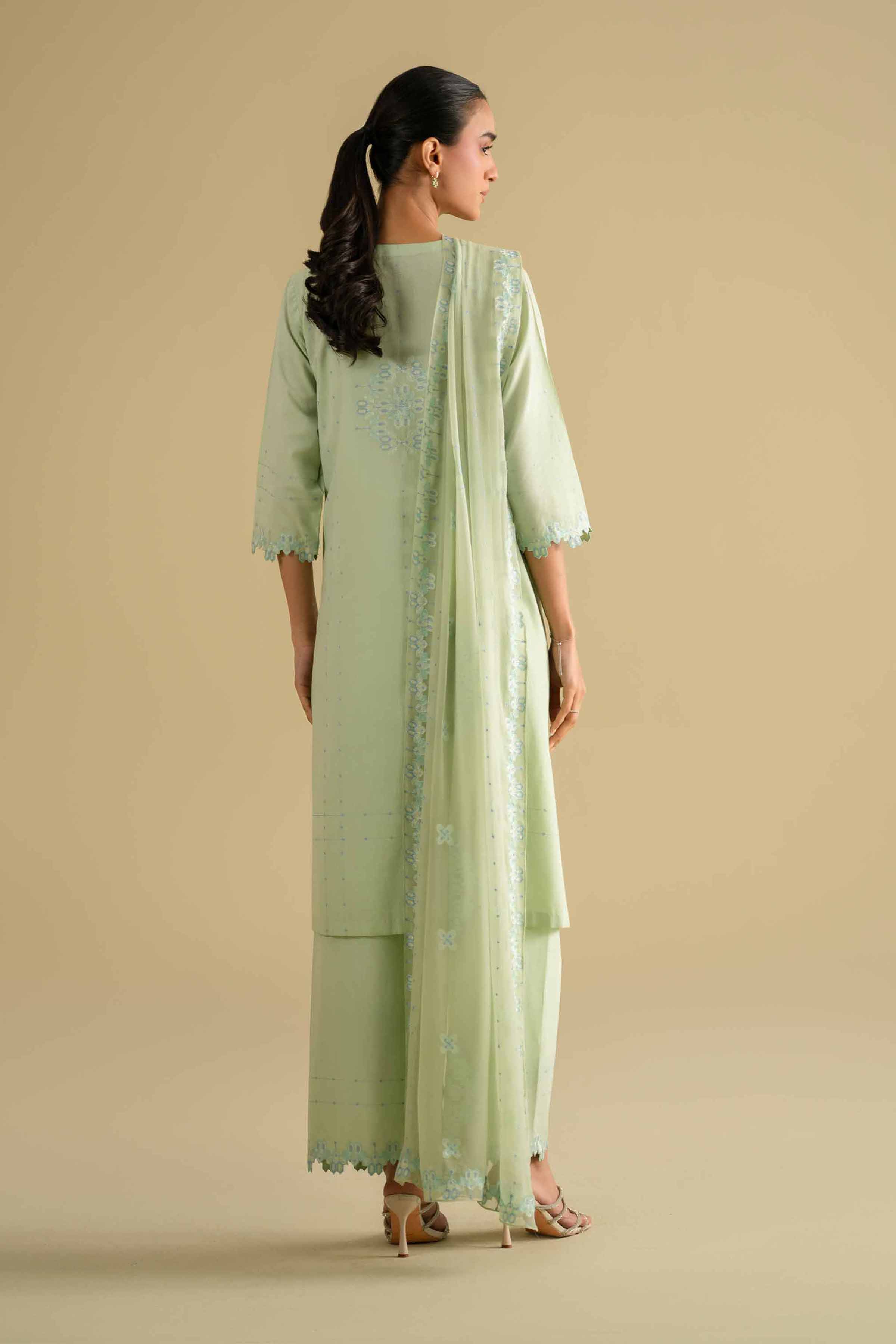 5 Piece - Embroidered Suit - KFE26-93 Ready To Wear - Luxury Green Yarn Dyed 3PC Embroidered
