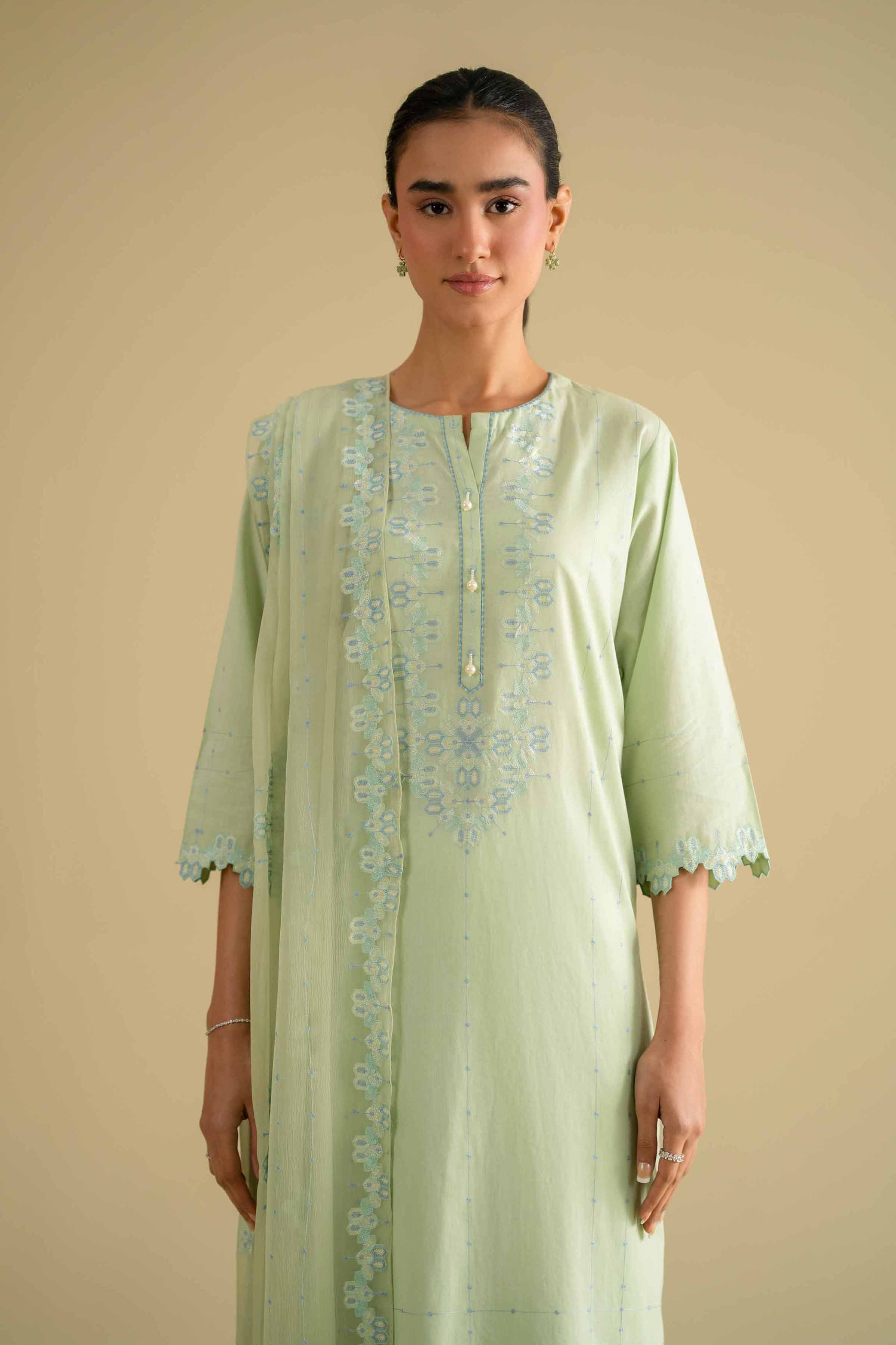 9 Piece - Embroidered Suit - KFE26-93 Ready To Wear - Luxury Green Yarn Dyed 3PC Embroidered
